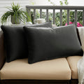 Sunbrella Canvas Black Indoor Outdoor Corded Lumbar Pillow Set Of 2