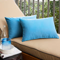 Sunbrella Capri Blue Indoor Outdoor Knife Edge Lumbar Pillow Set Of 2