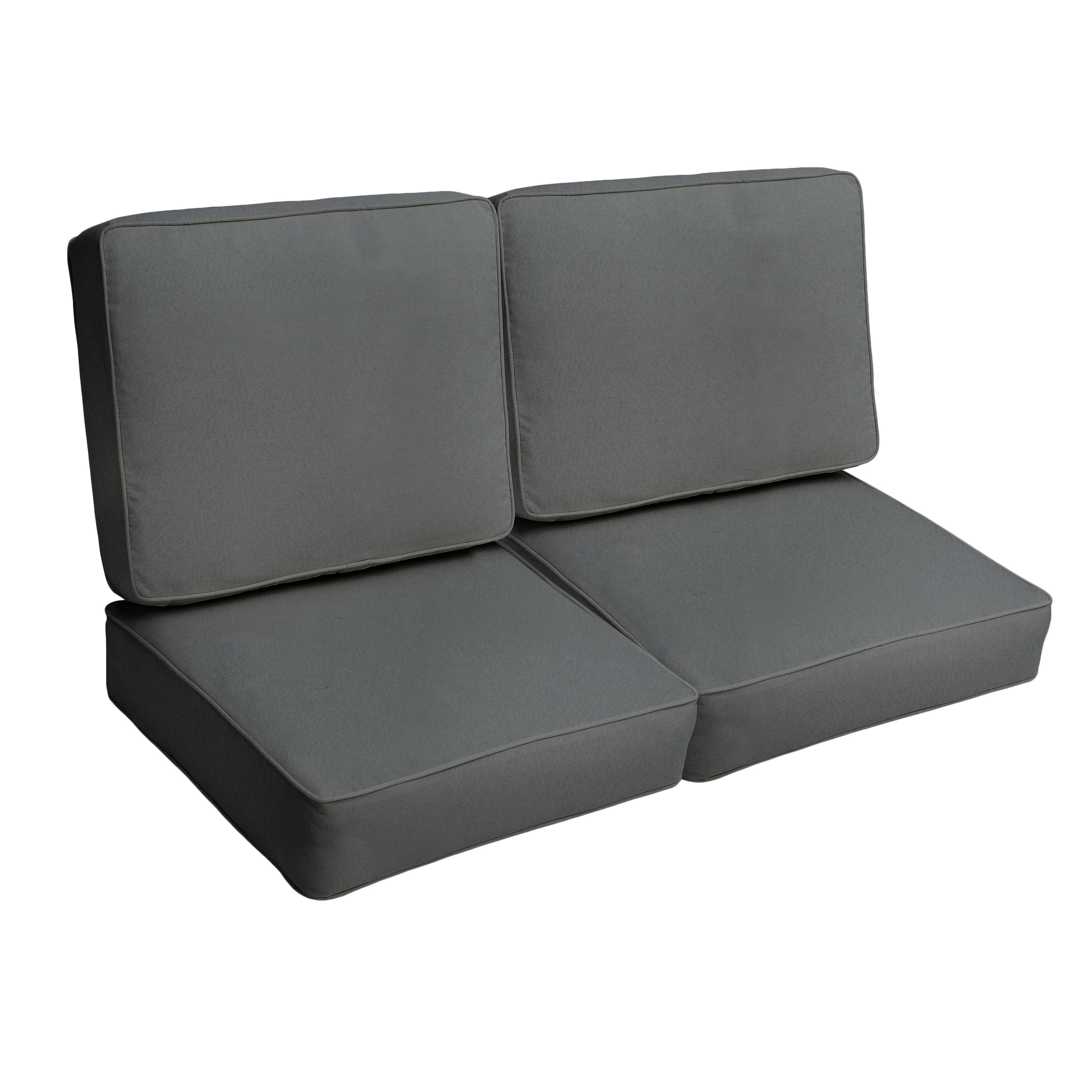 Sunbrella Canvas Charcoal Grey Indoor Outdoor Deep Seating Cushion Loveseat Set 23.5 In W X 23 In D