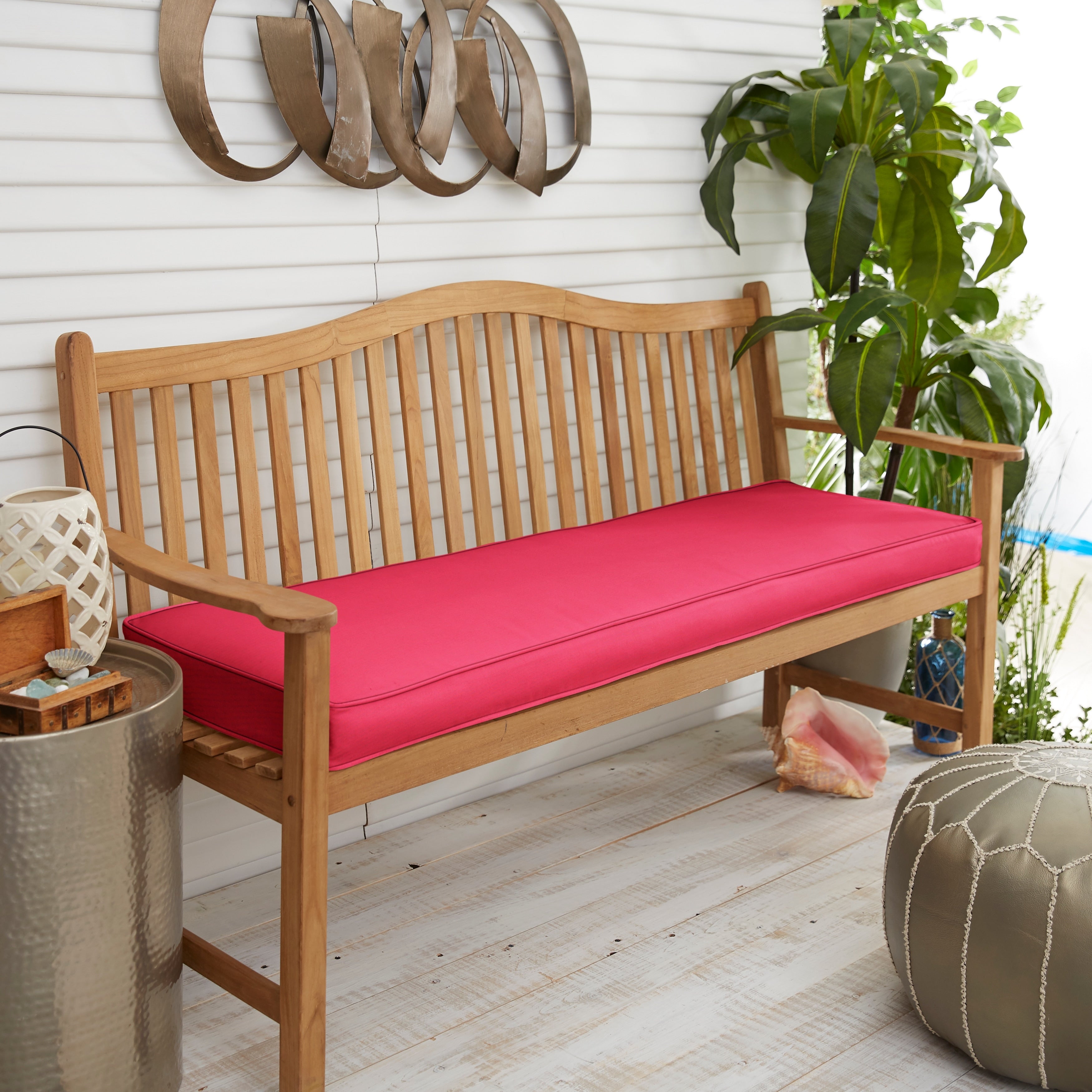 Sunbrella Canvas Hot Pink Indoor Outdoor Bench Cushion Corded