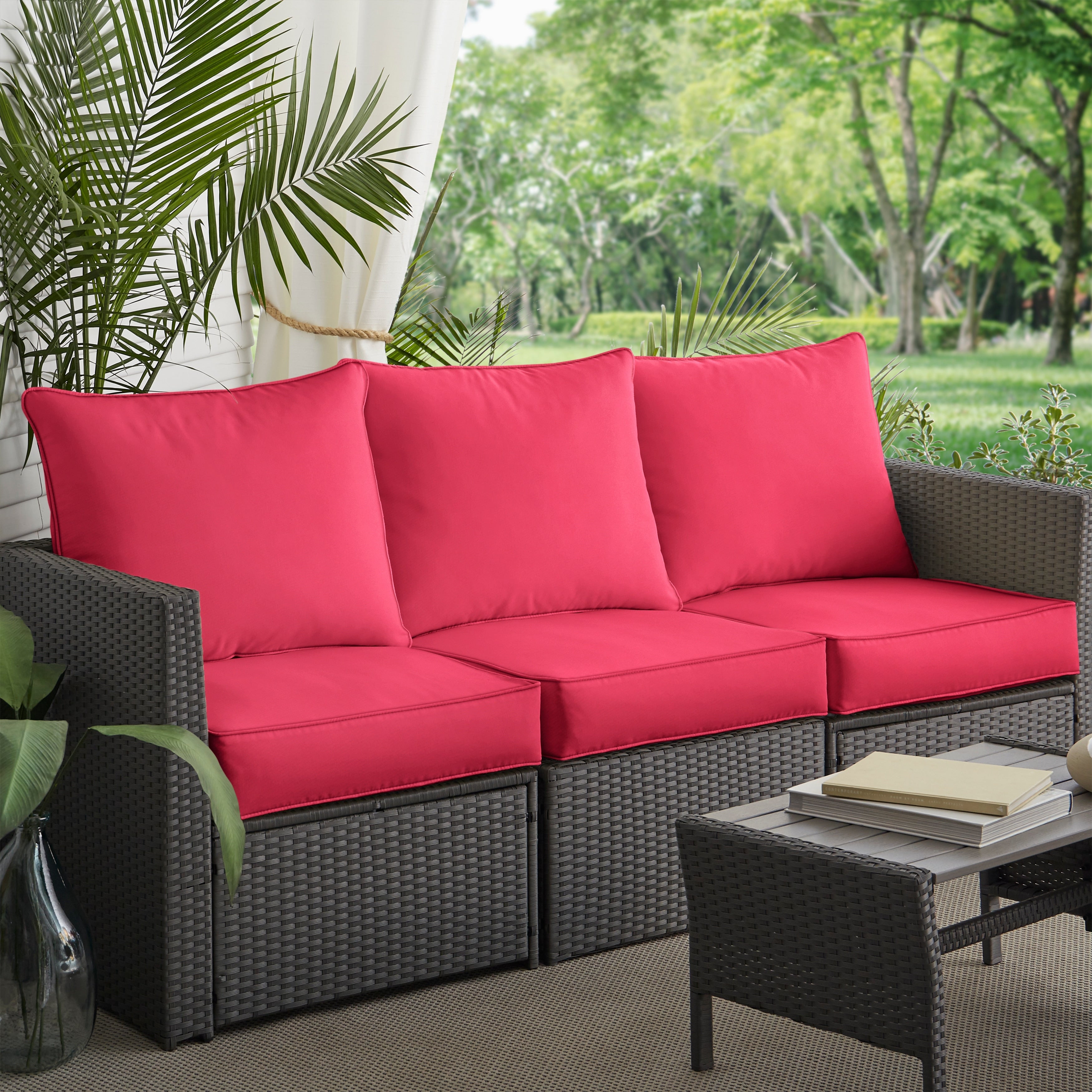 Sunbrella Canvas Hot Pink Indoor Outdoor Sofa Pillow Cushion Set Corded 23 X 25 X 5