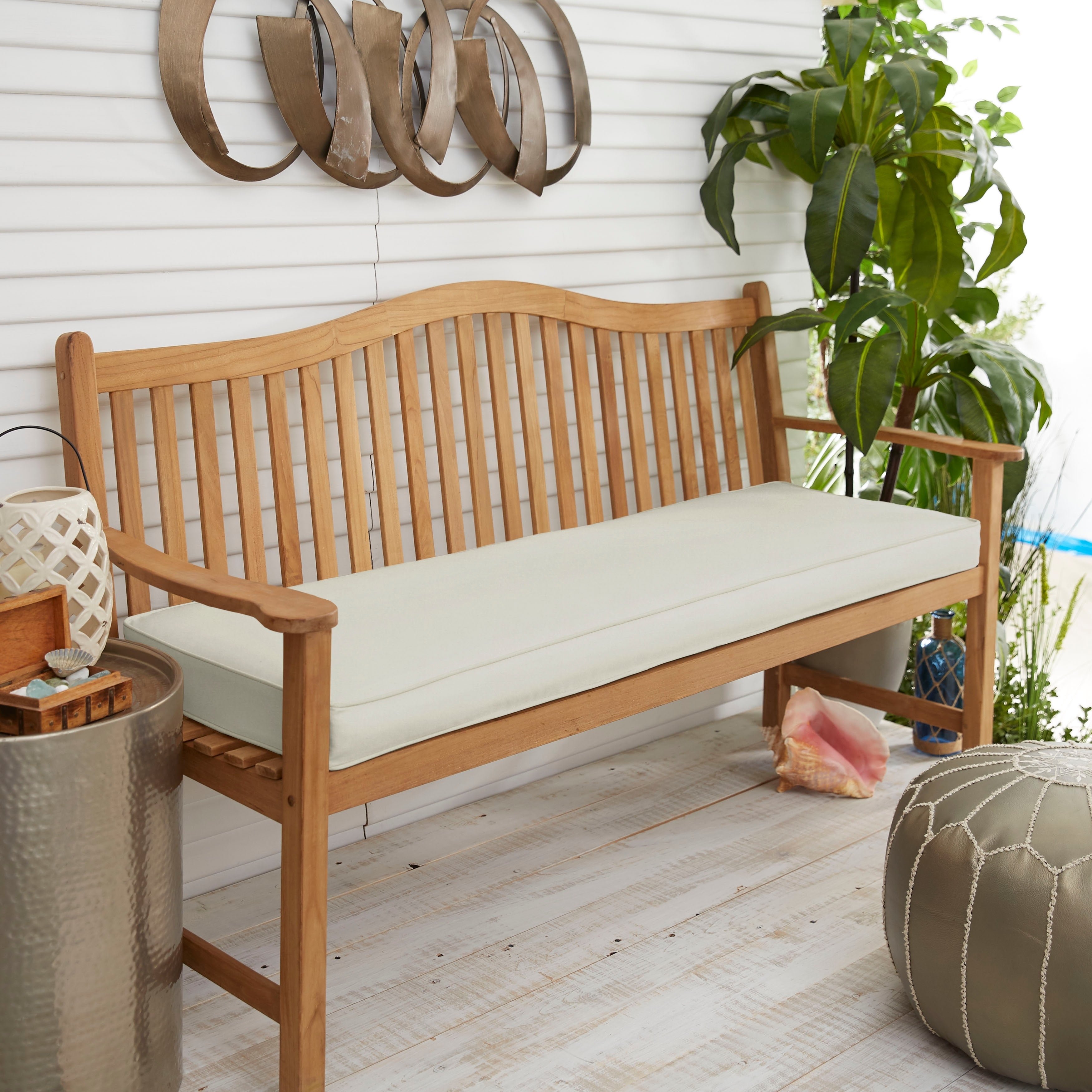 Sunbrella Canvas Ivory Indoor Outdoor Bench Cushion 55 To 60 Corded