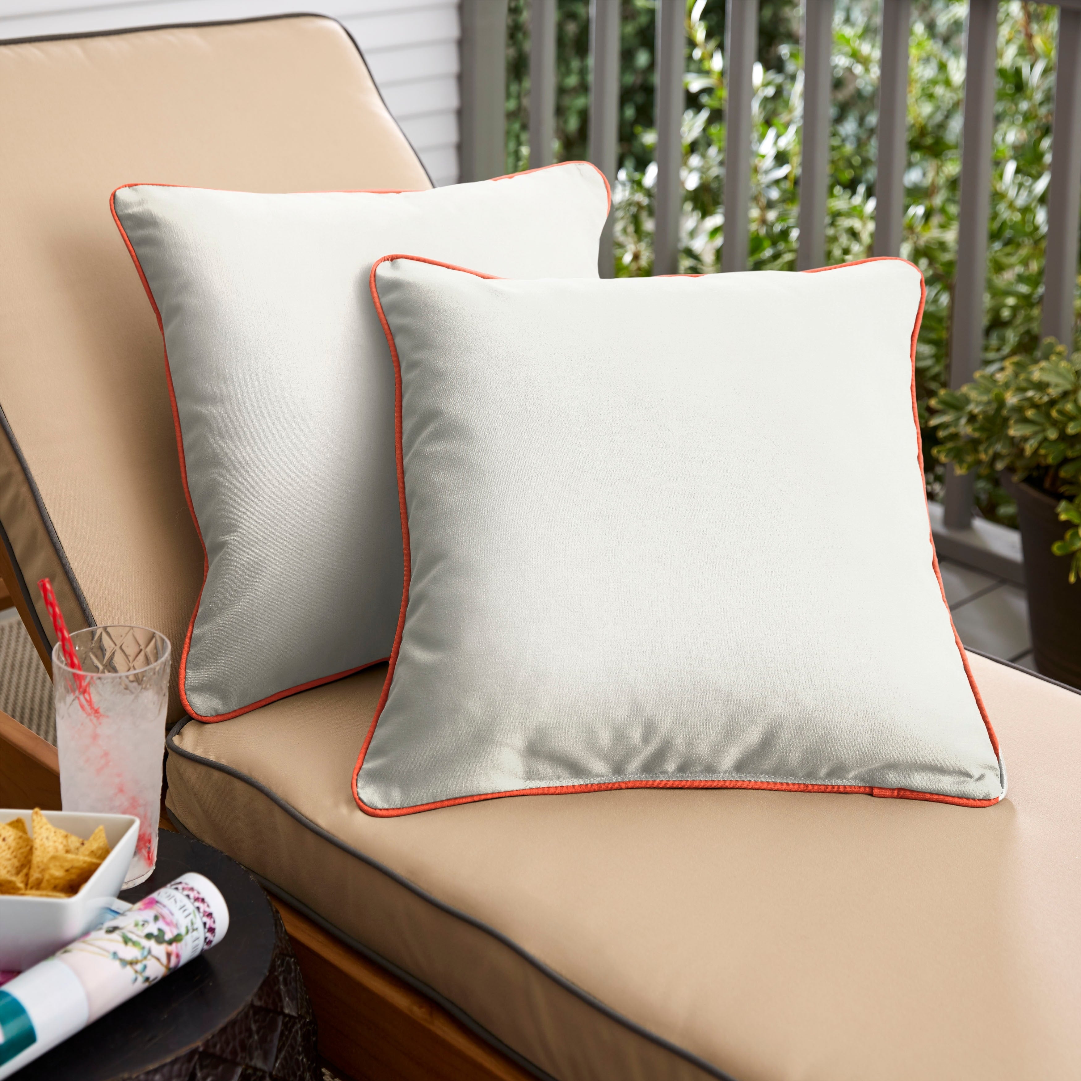 Sunbrella Canvas Natural Canvas Melon Indoor Outdoor Pillow Set