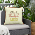 Sunbrella Canvas Natural Canvas Natural Grateful Thankful Blessed Indoor Outdoor Pillow 18 In X 18 In