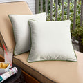 Sunbrella Canvas Natural Spectrum Cilantro Indoor Outdoor Pillow Set