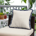Sunbrella Canvas Natural Indoor Outdoor Square Pillow With Fringe