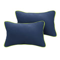 Humble Haute Sunbrella Canvas Navy Indoor Outdoor Corded Pillow Set Of 2