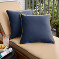 Humble Haute Sunbrella Canvas Navy Indoor Outdoor Corded Pillow Set Of 2