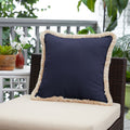 Sunbrella Canvas Navy Indoor Outdoor Square Pillow With Fringe