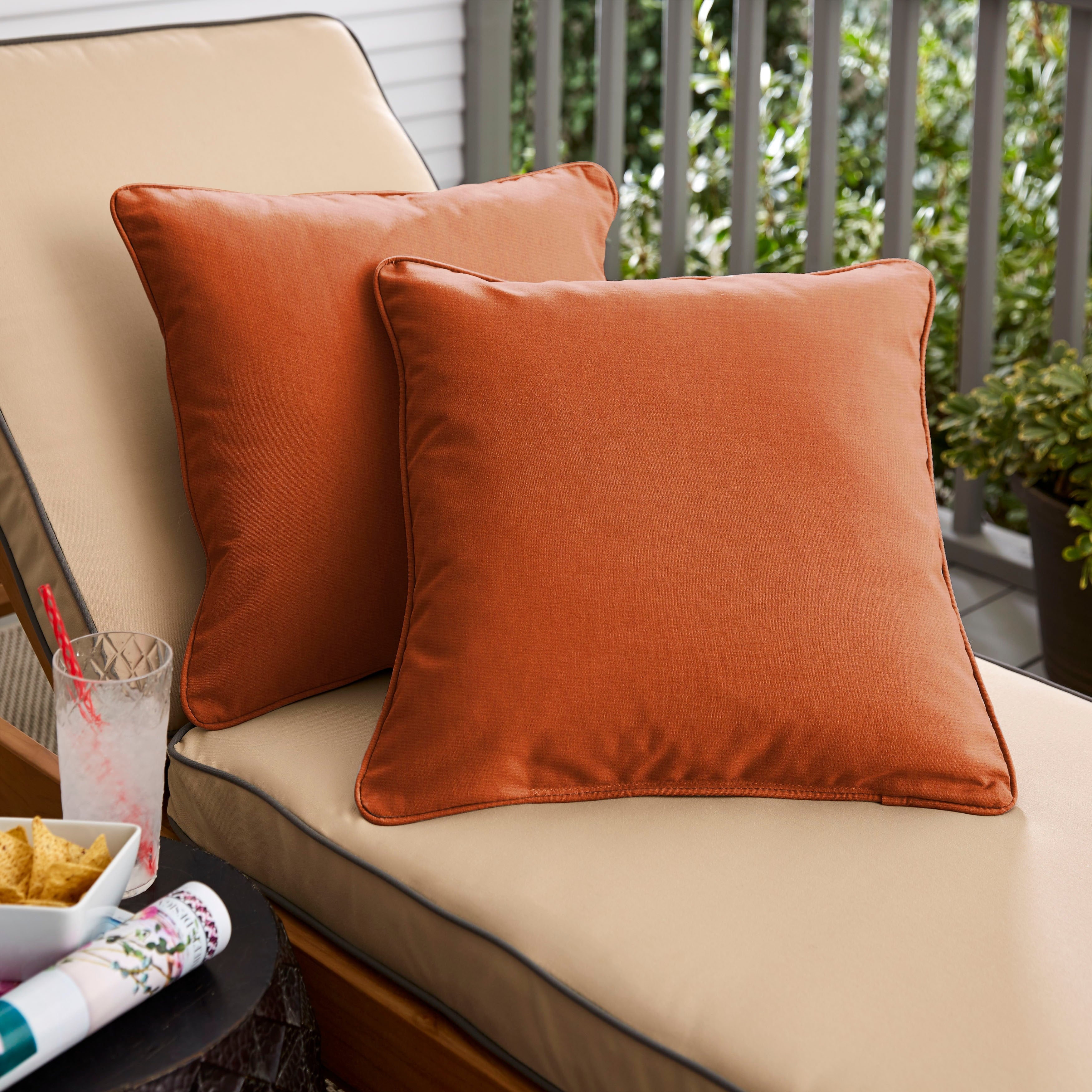 Sawyer Sunbrella Canvas Rust Indoor Outdoor 20 Inch Corded Pillow Set