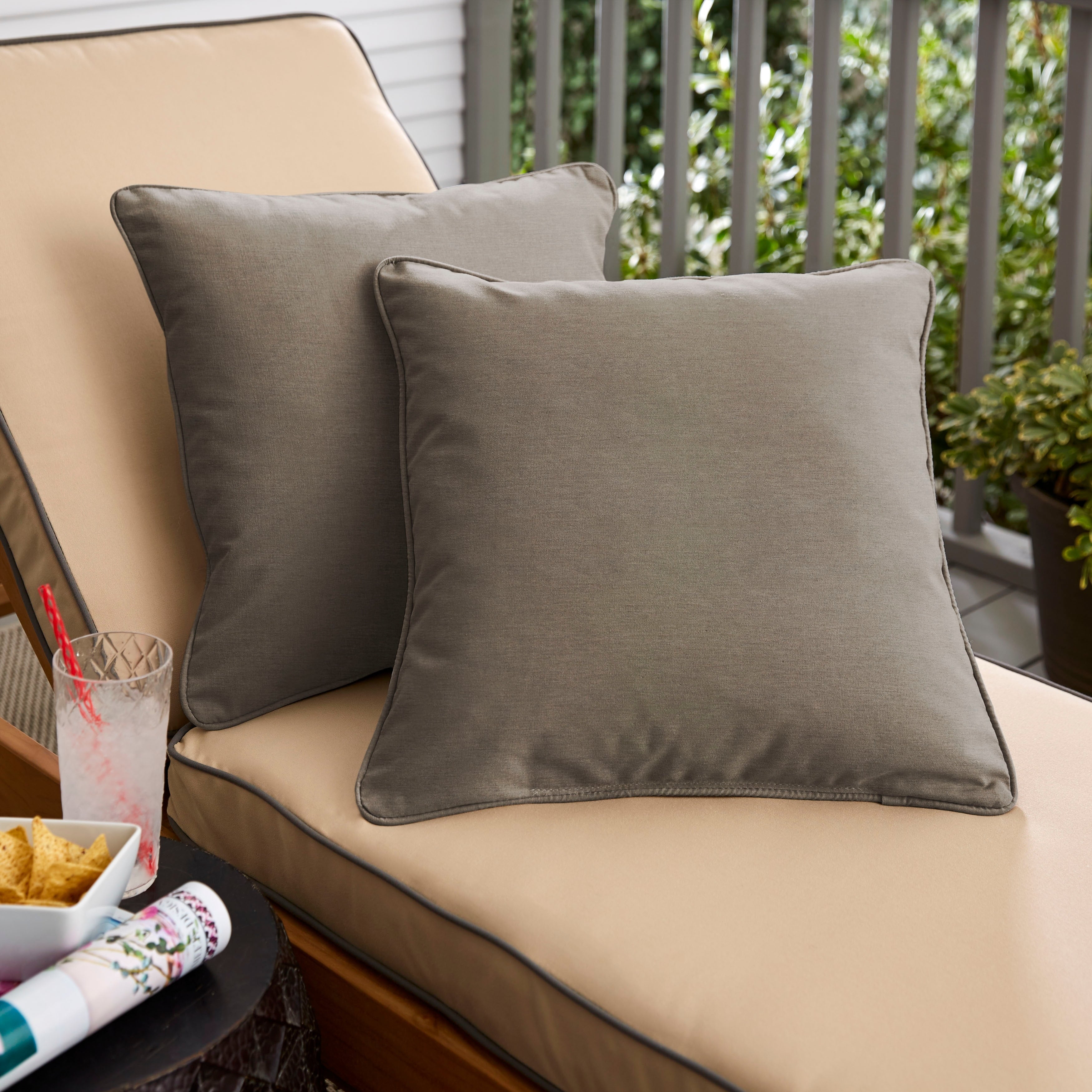 Sunbrella Canvas Ivory Indoor Outdoor Corded Pillow Set Of 2