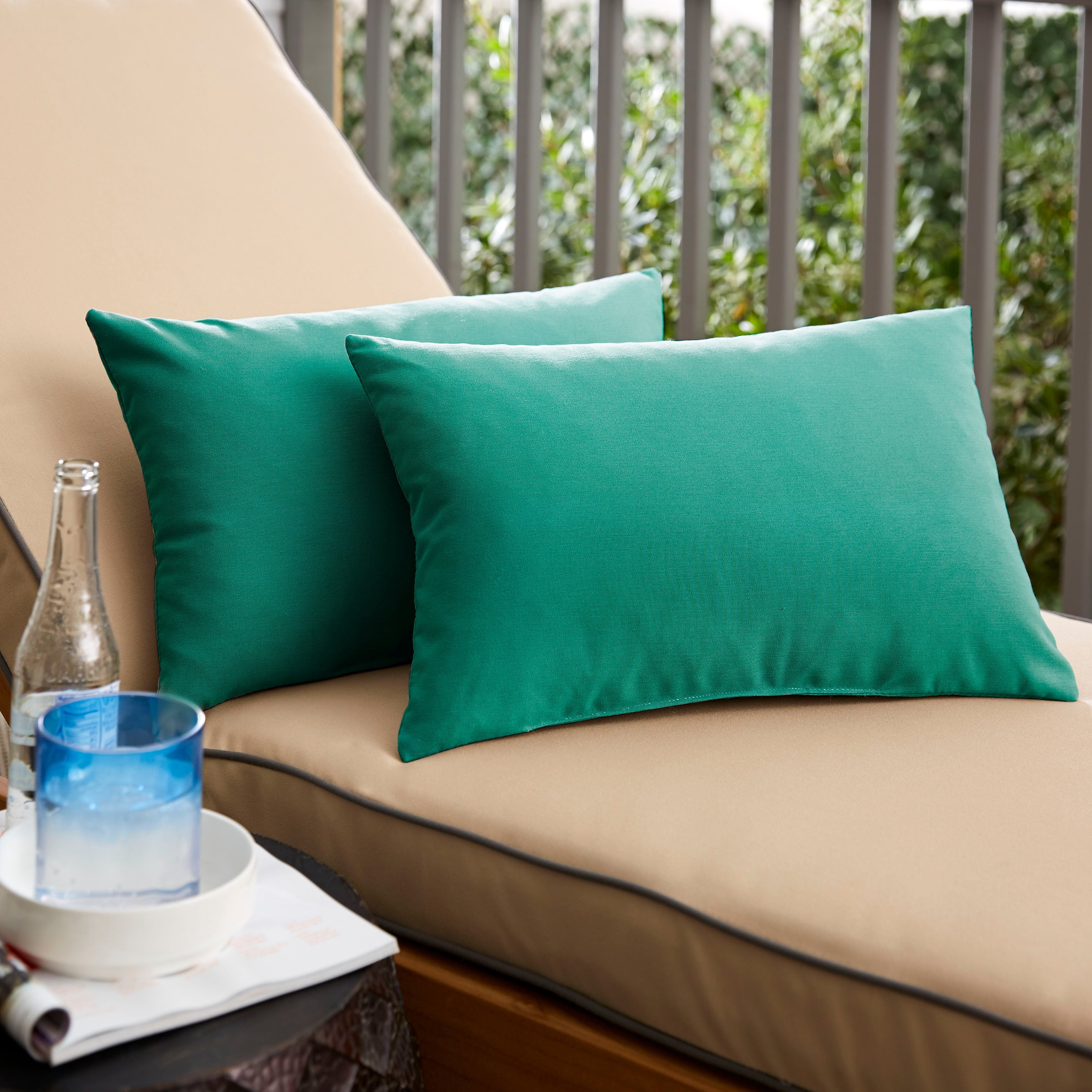 Charisma Indoor Outdoor Teal Blue Pillow Made With Sunbrella Set Of 2