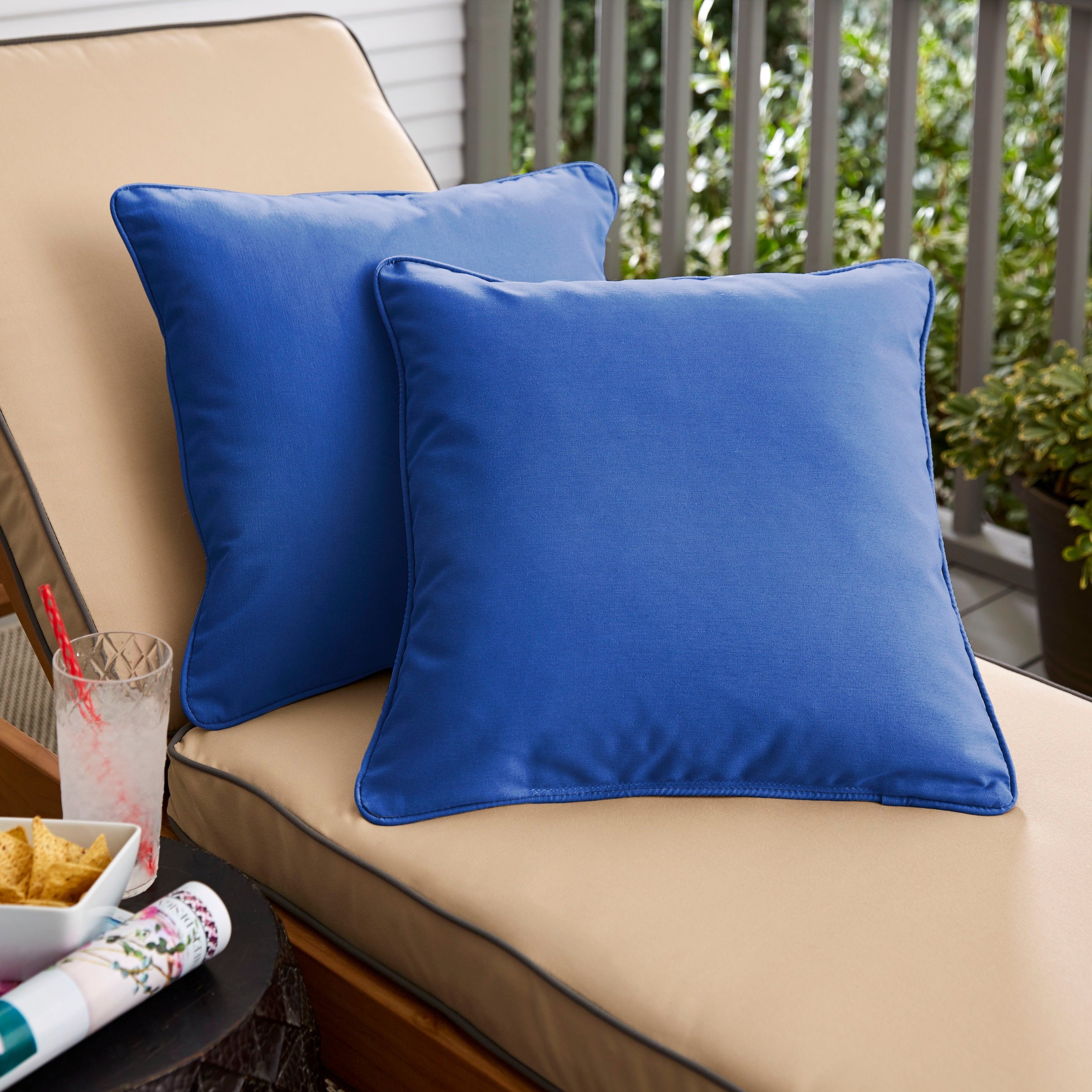 Sunbrella Canvas True Blue Corded Indoor Outdoor Pillow Set Set Of 2