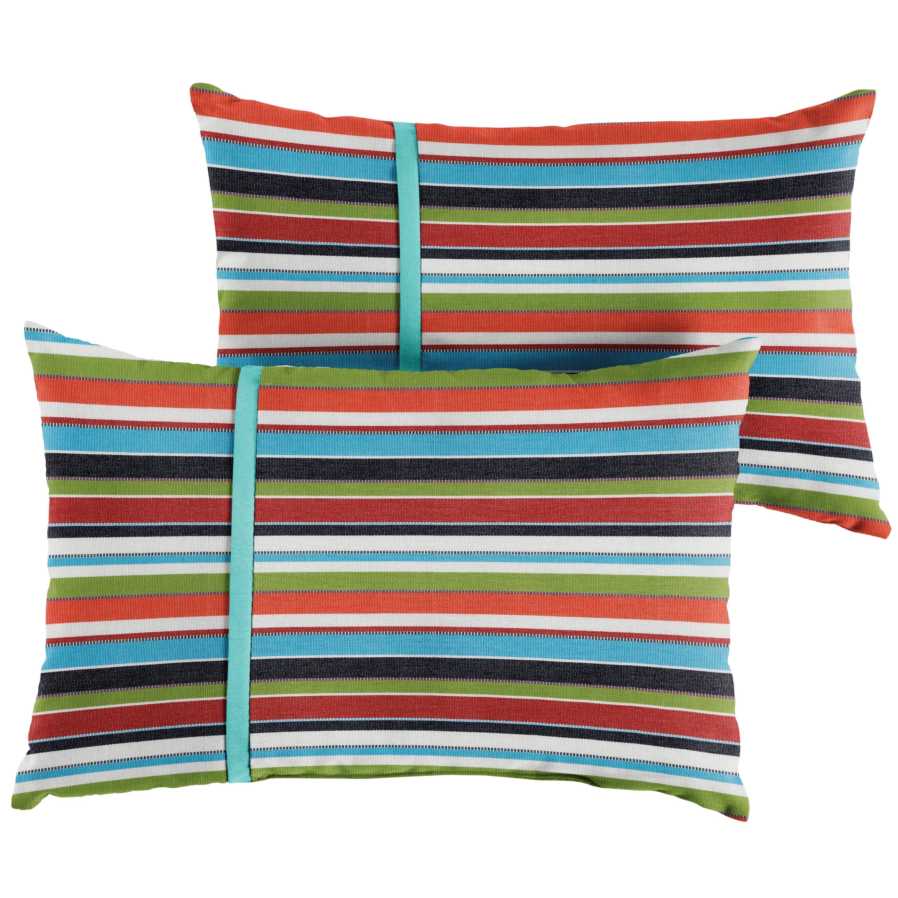 Humble Haute Sunbrella Carousel Confetti And Canvas Aruba Small Flange Indoor Outdoor Lumbar Pillow Set Of 2
