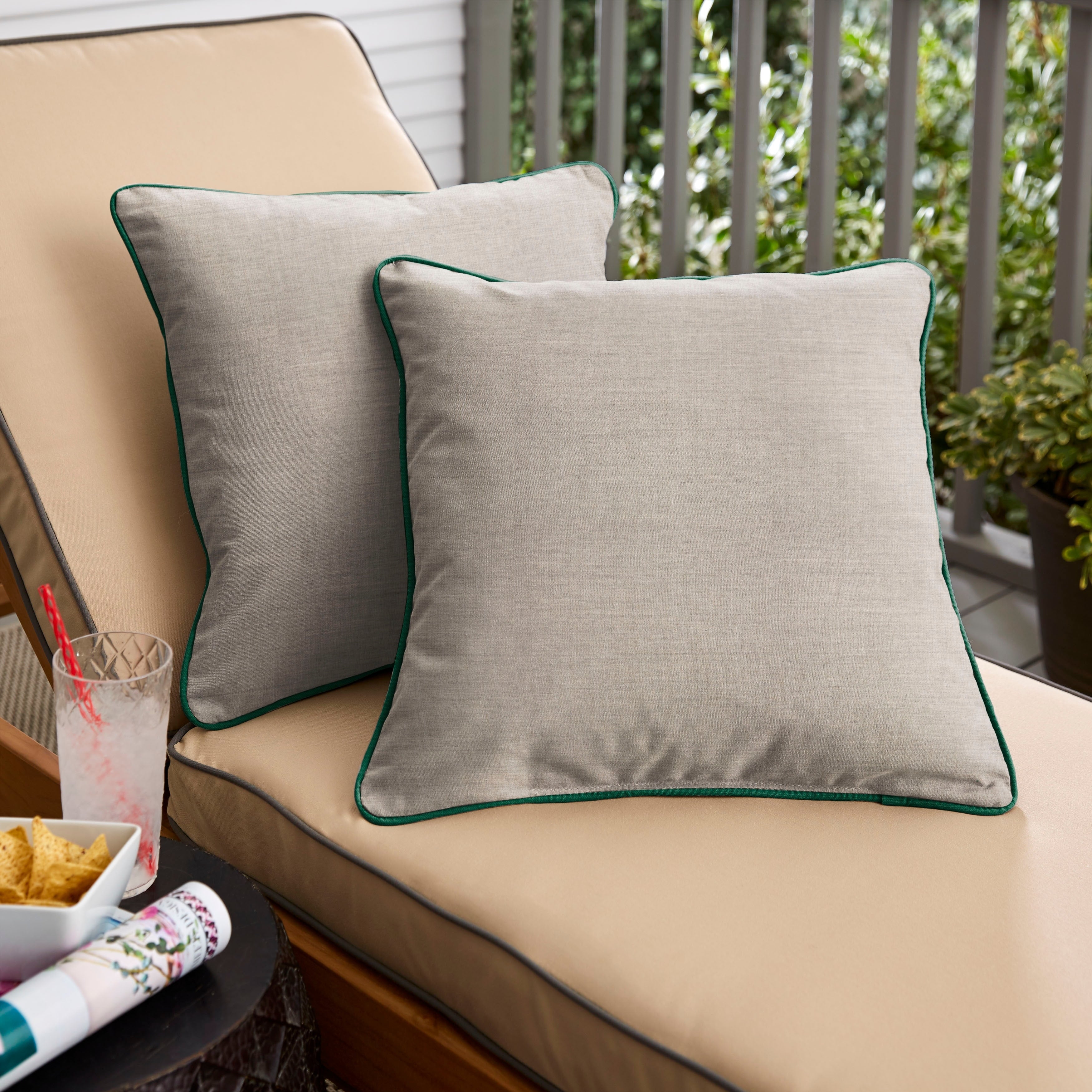 Humble Haute Sunbrella Cast Silver Indoor Outdoor Corded Pillow Set Of 2
