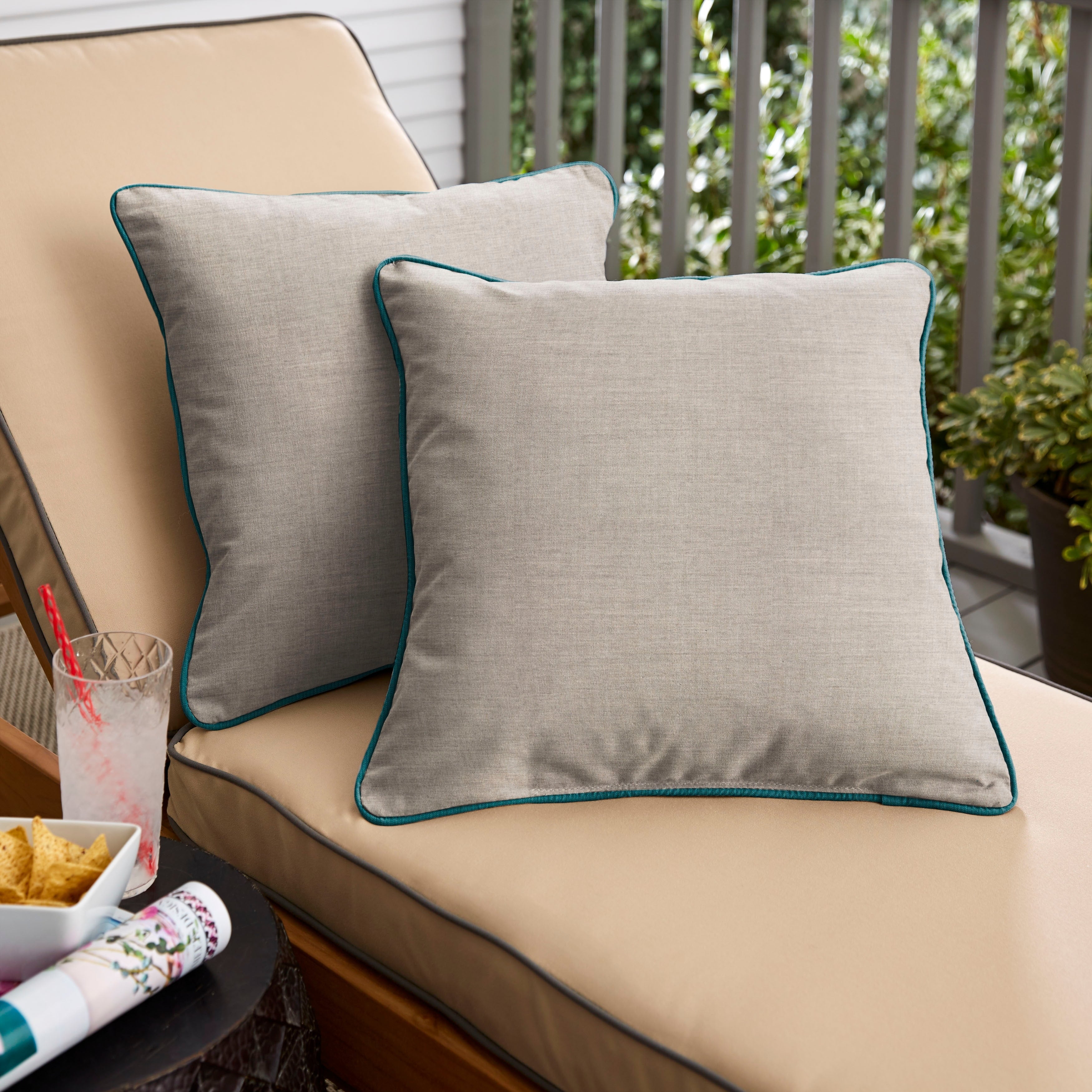 Humble Haute Sunbrella Cast Silver Indoor Outdoor Corded Pillow Set Of 2
