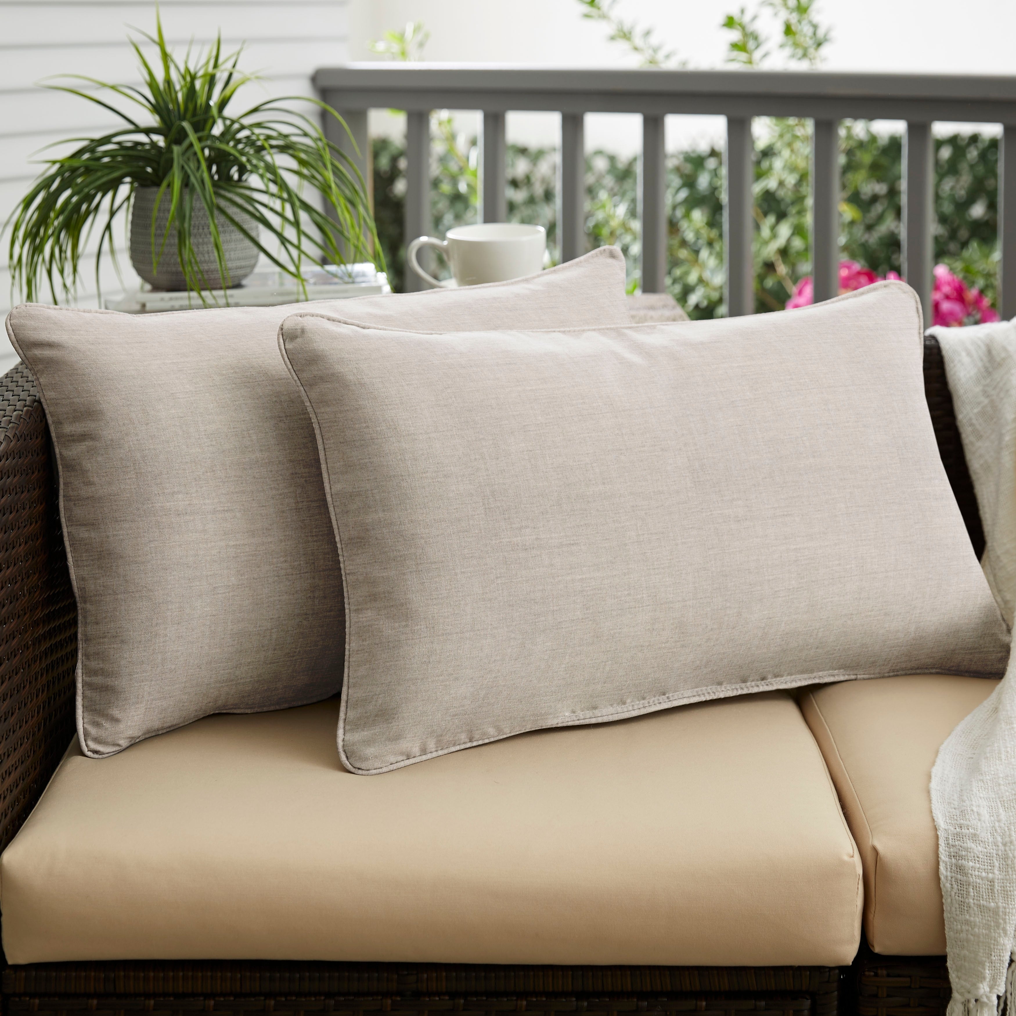 Sunbrella Cast Silver Indoor Outdoor Corded Pillow 16 In X 26 In 16 In X 26 In