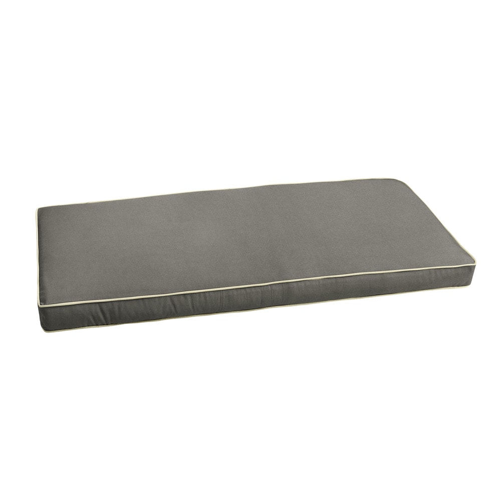 Sunbrella Charcoal Grey W Ivory Indoor Outdoor Bench Cushion 37 To 48