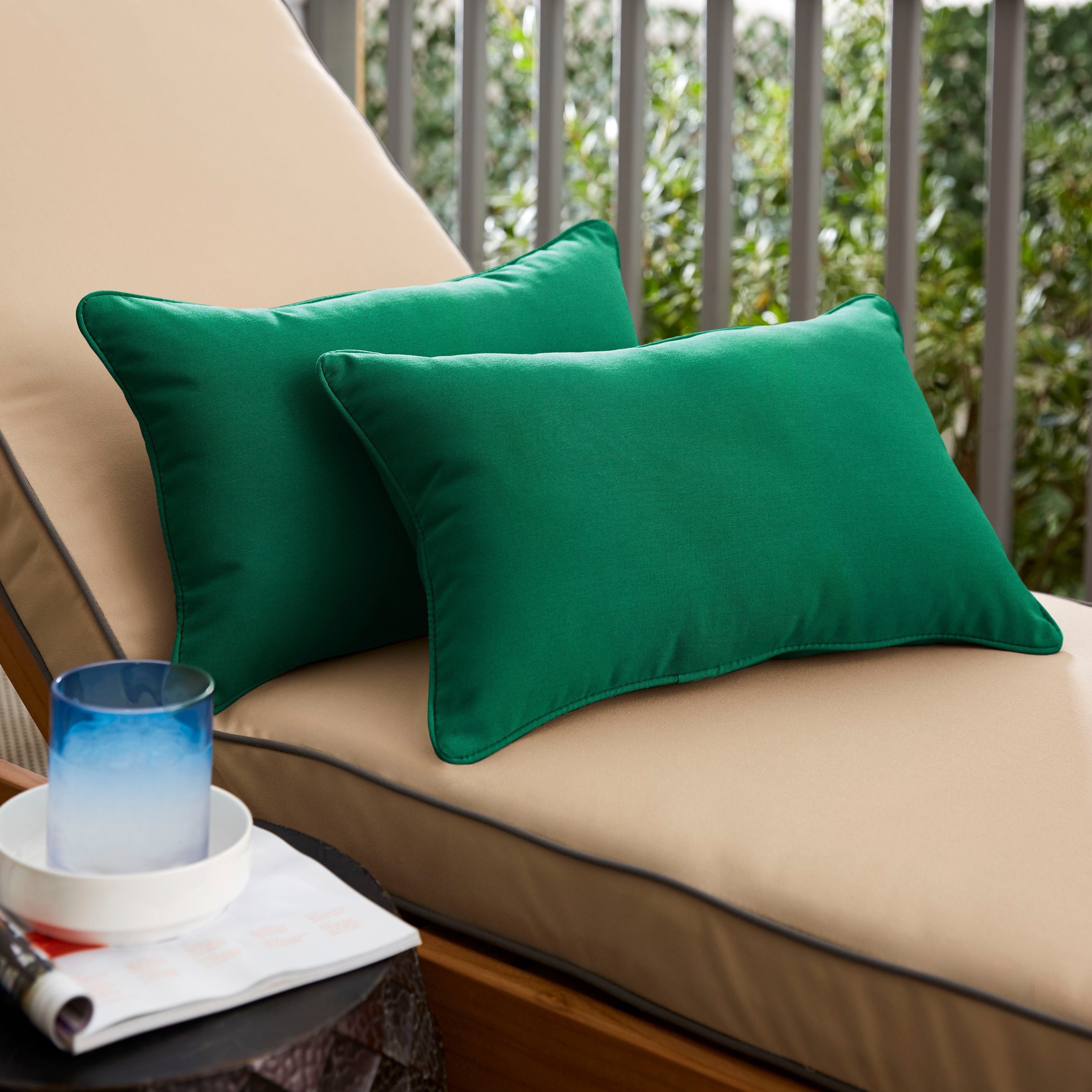 Sunbrella Forest Green Indoor Outdoor Lumbar Pillow Set Of 2