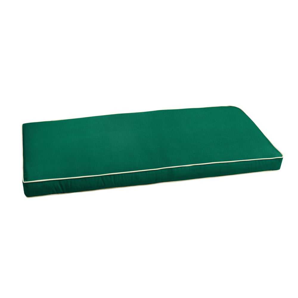 Sunbrella Forest Green W Ivory Indoor Outdoor Bench Cushion 37 To 48