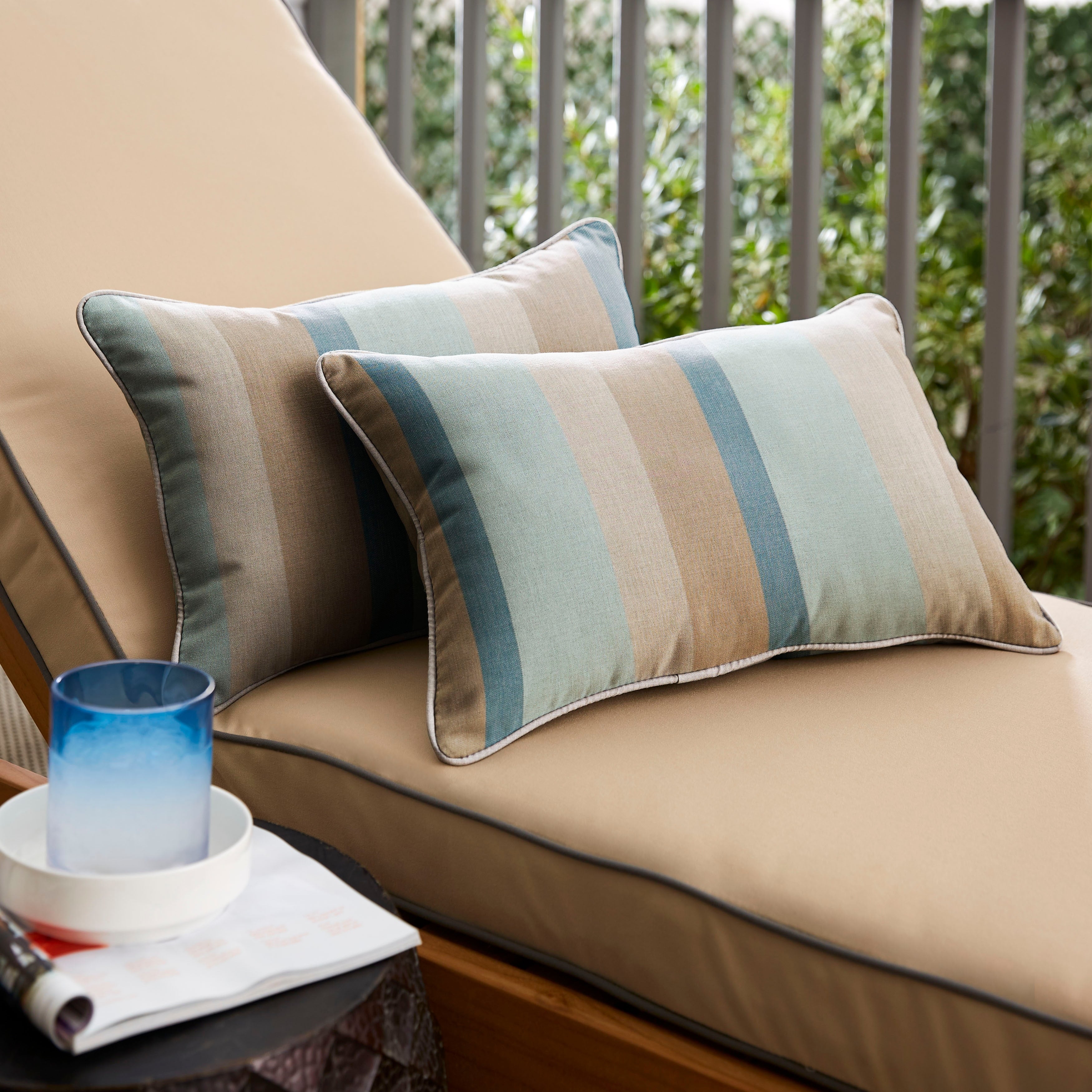 Humble Haute Sunbrella Gateway Mist Stripe Indoor Outdoor Corded Pillow Set Of 2