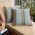 Sunbrella Blue Taupe Stripe Indoor Outdoor Corded Throw Pillow Set Of 2