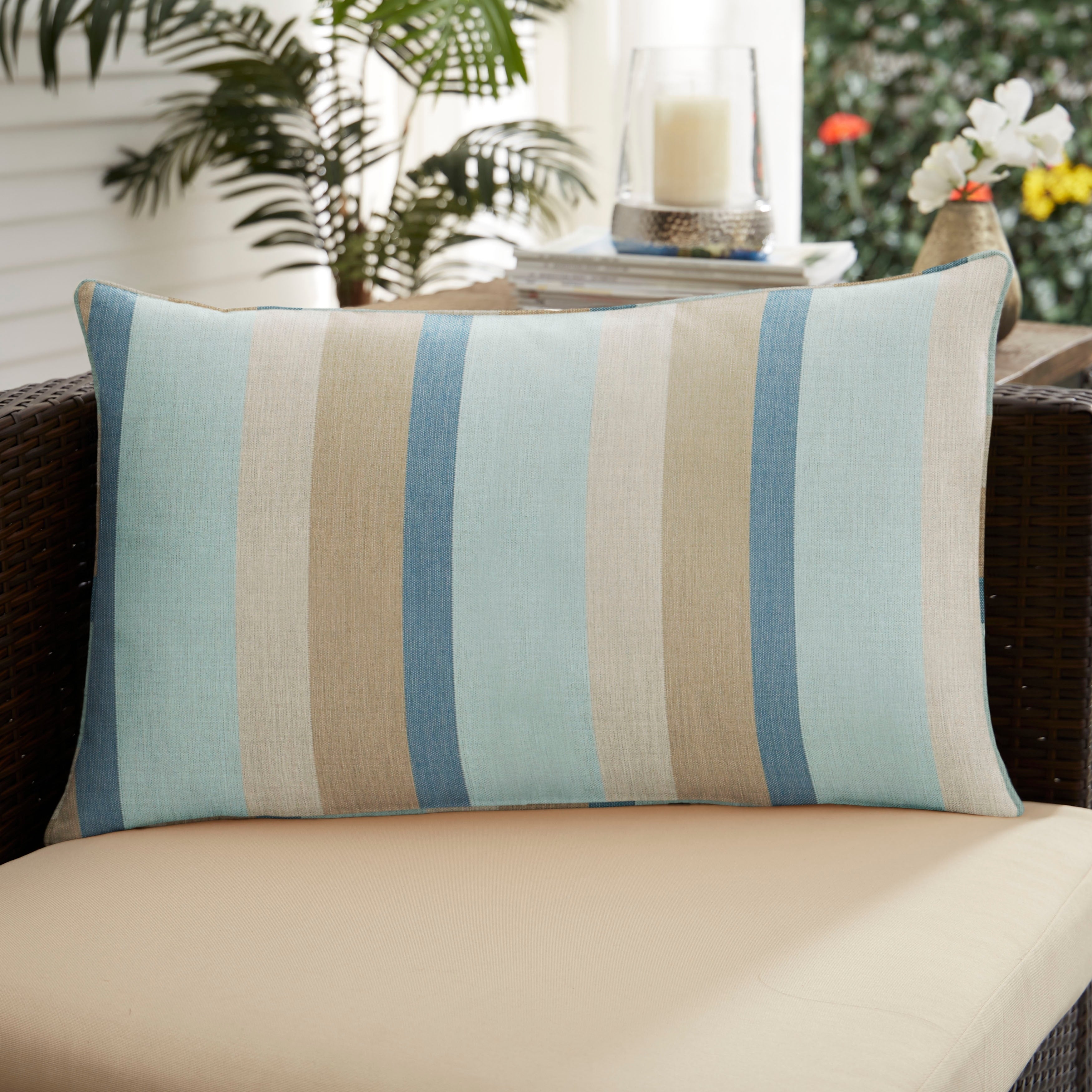 Sunbrella Gateway Mist Indoor Outdoor Corded Pillow 16 In X 26 In 16 In X 26 In