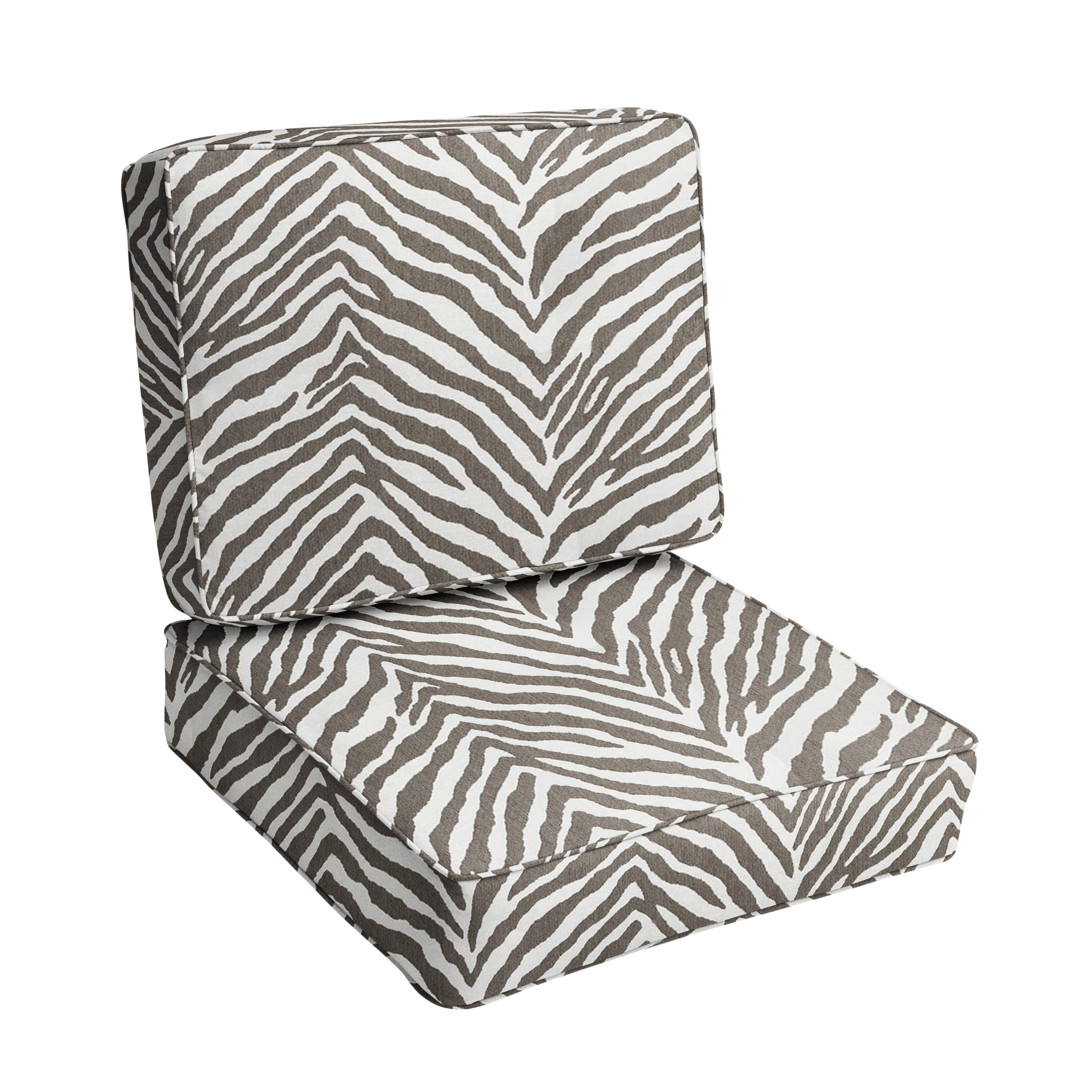 Sunbrella Grey Zebra Indoor Outdoor Cushion Set Corded 22 X 22 X 4