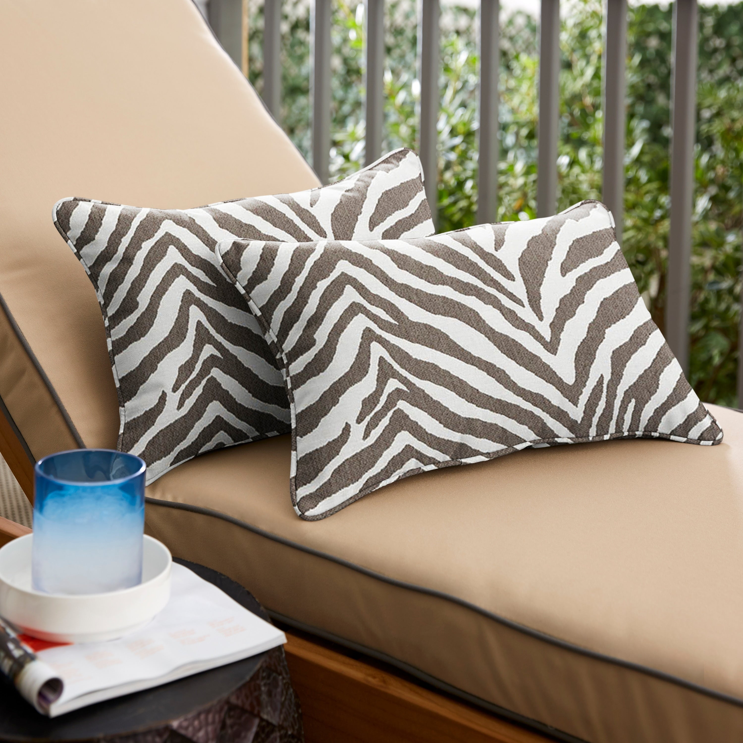 Sunbrella Grey Zebra Indoor Outdoor Pillows Set Of 2 Corded
