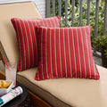 Sunbrella Red Gold Stripe Corded Indoor Outdoor Square Throw Pillows Set Of 2
