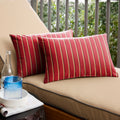 Sunbrella Red Gold Stripe Indoor Outdoor Lumbar Pillow Set Of 2
