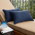 Sunbrella Indigo Blue Indoor Outdoor Lumbar Pillow Set Of 2