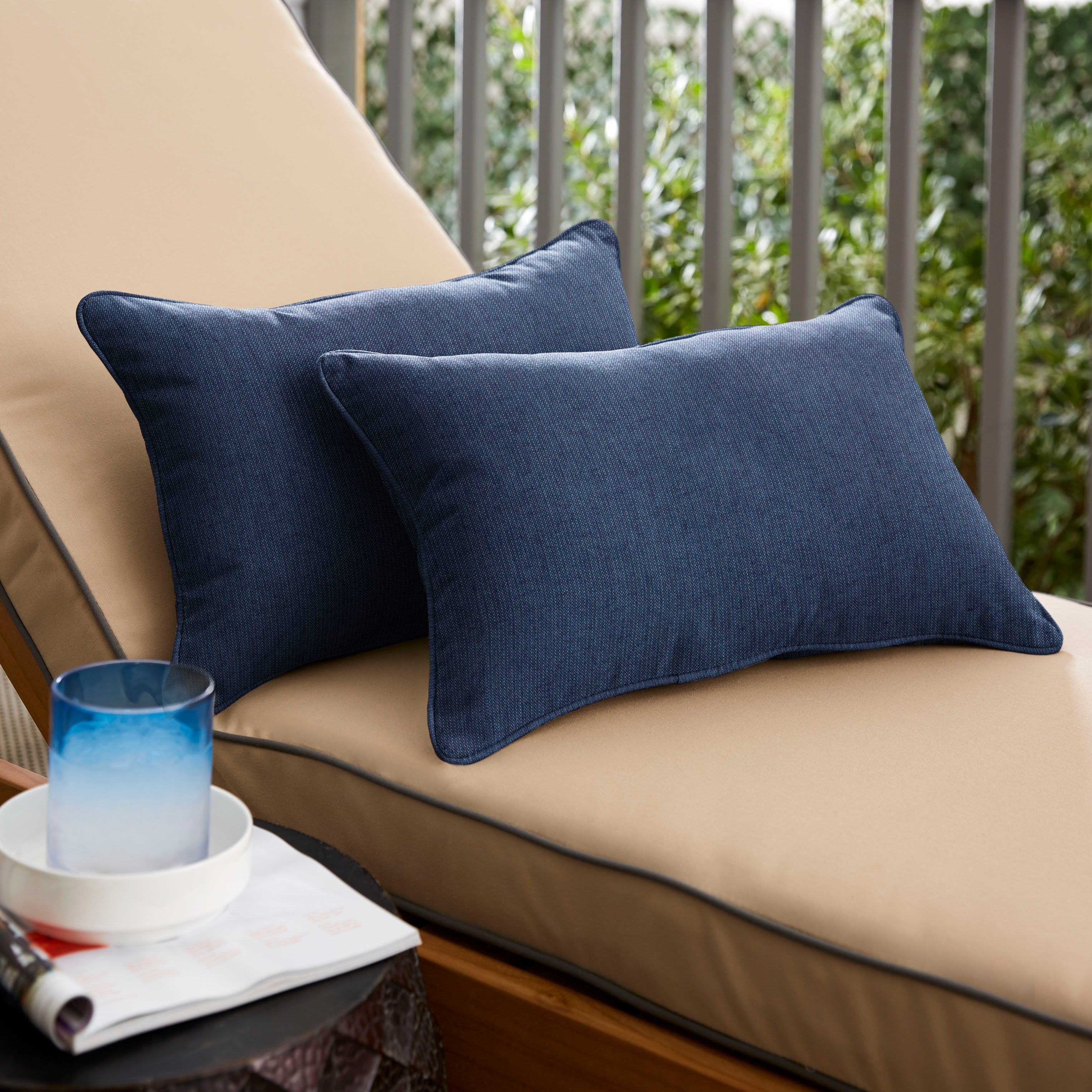 Sunbrella Indigo Blue Indoor Outdoor Lumbar Pillow Set Of 2