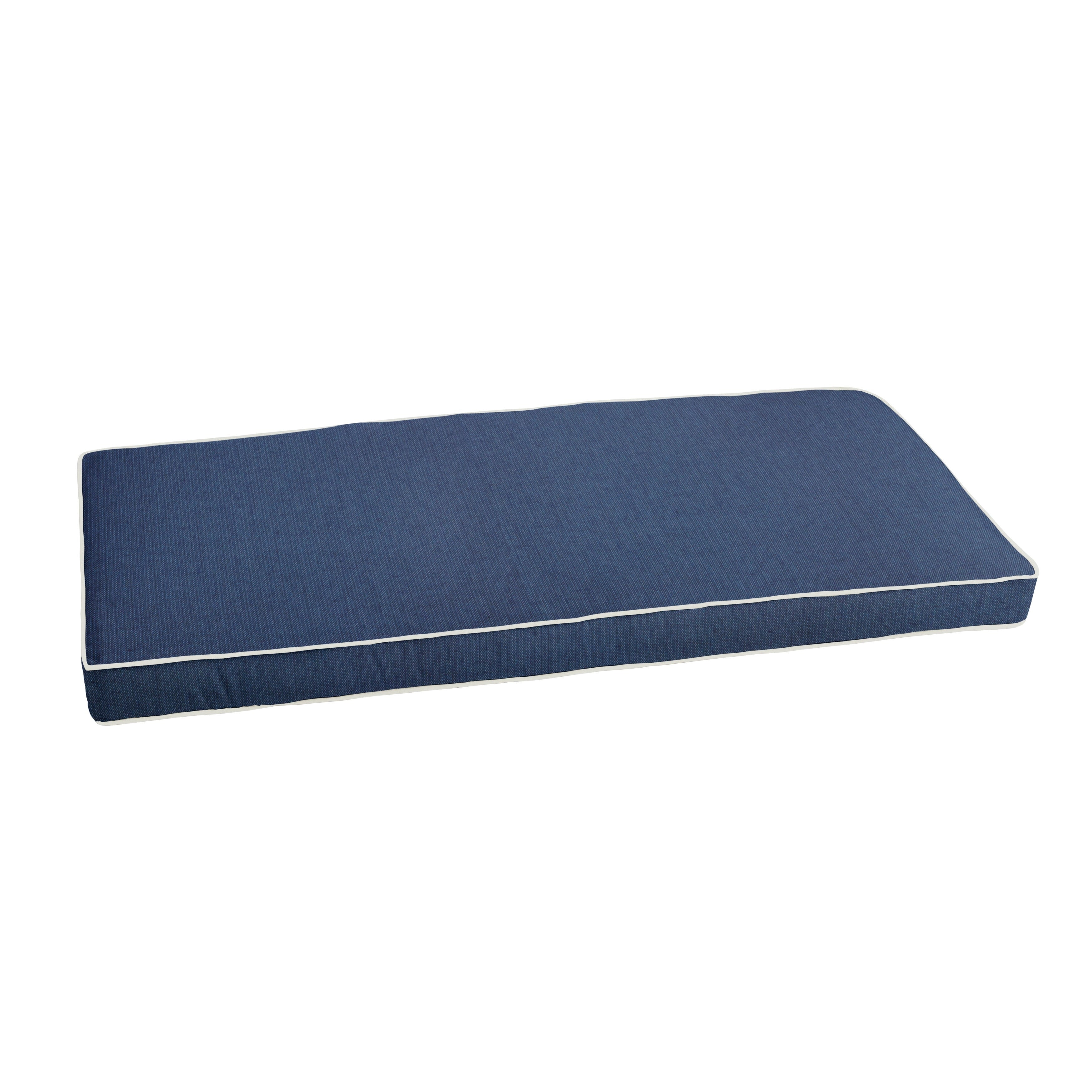 Sunbrella Indigo Blue With Ivory Indoor Outdoor Bench Cushion 55 To 60 Corded