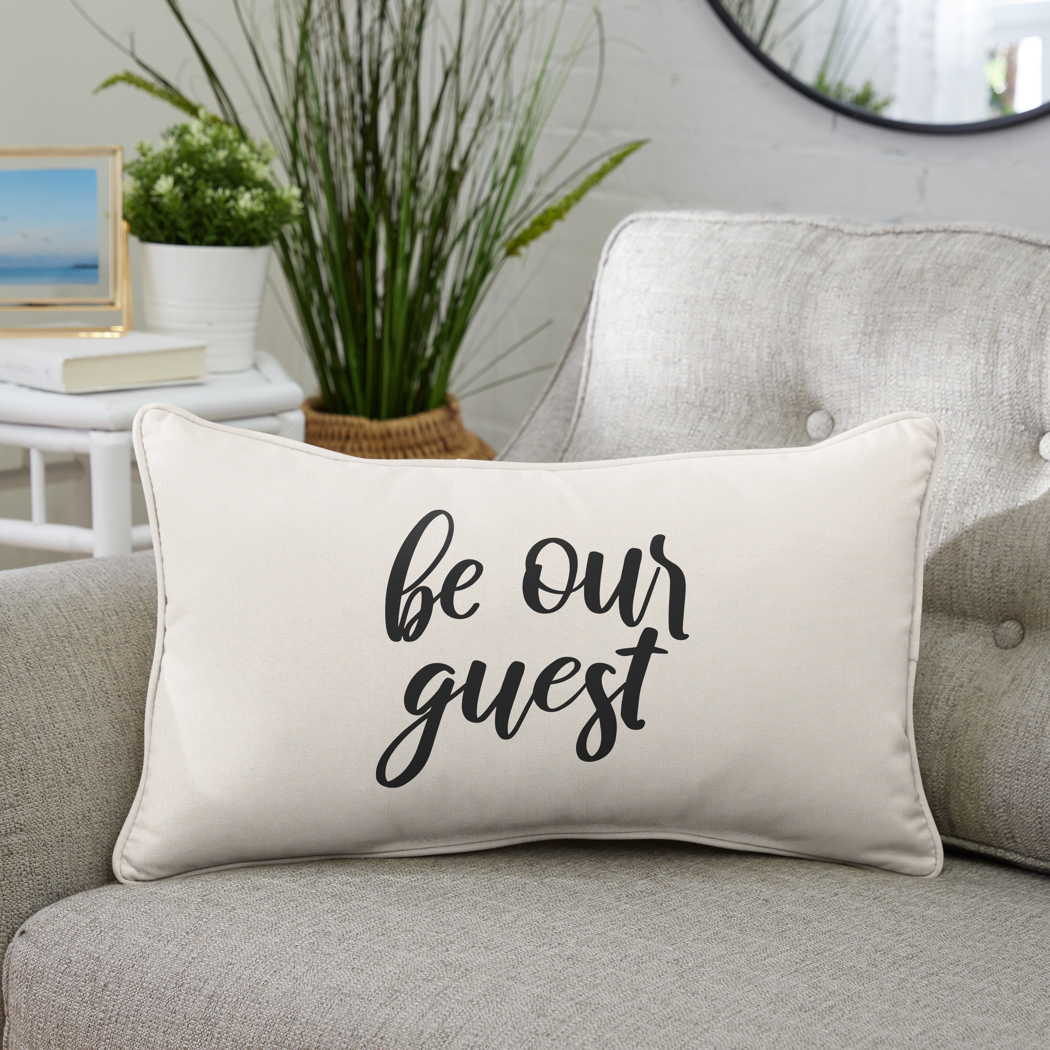 Sunbrella Indoor Outdoor Single Embroidered Pillow Be Our Guest