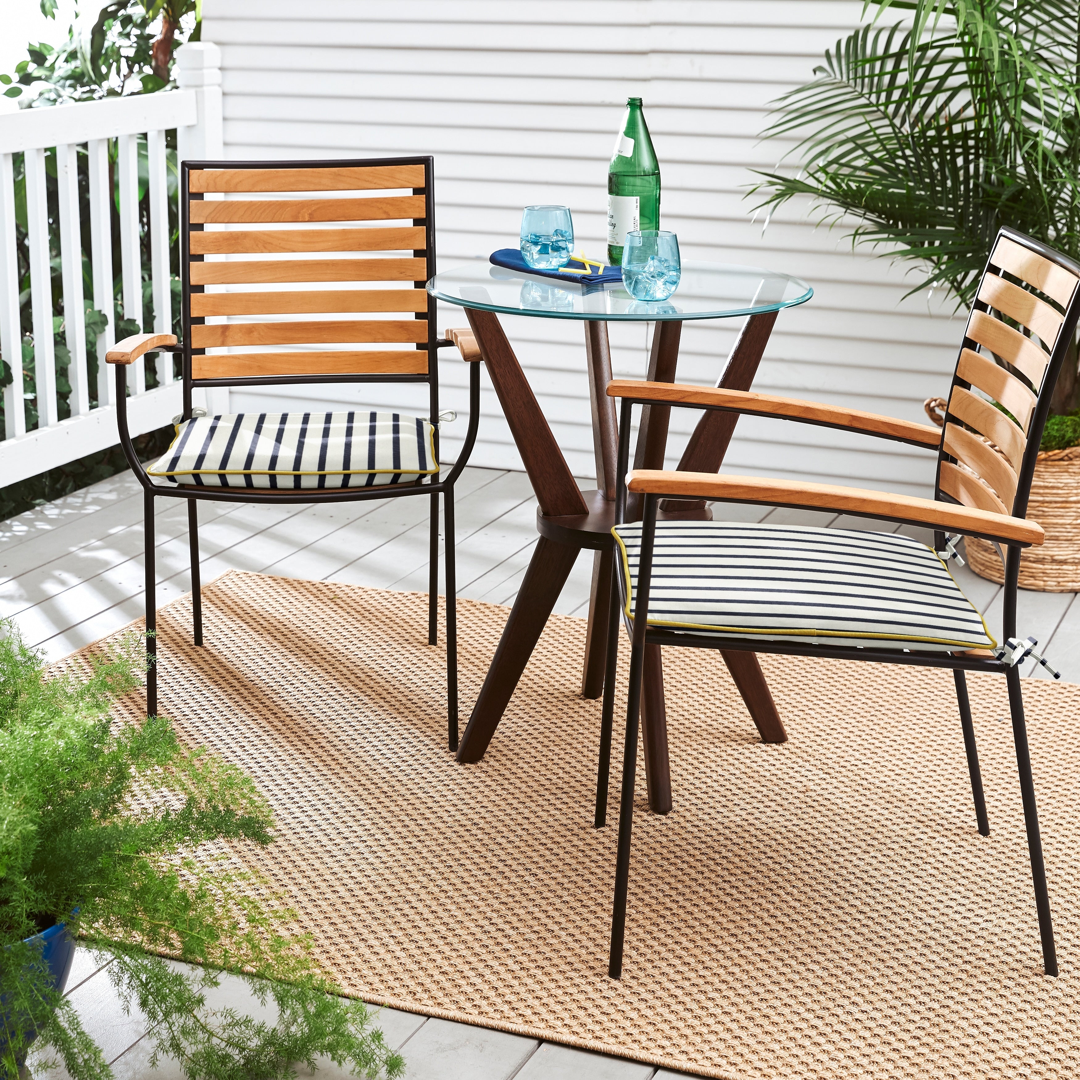 Sunbrella Lido Indigo Indoor Outdoor Chair Pad Set Set Of 2