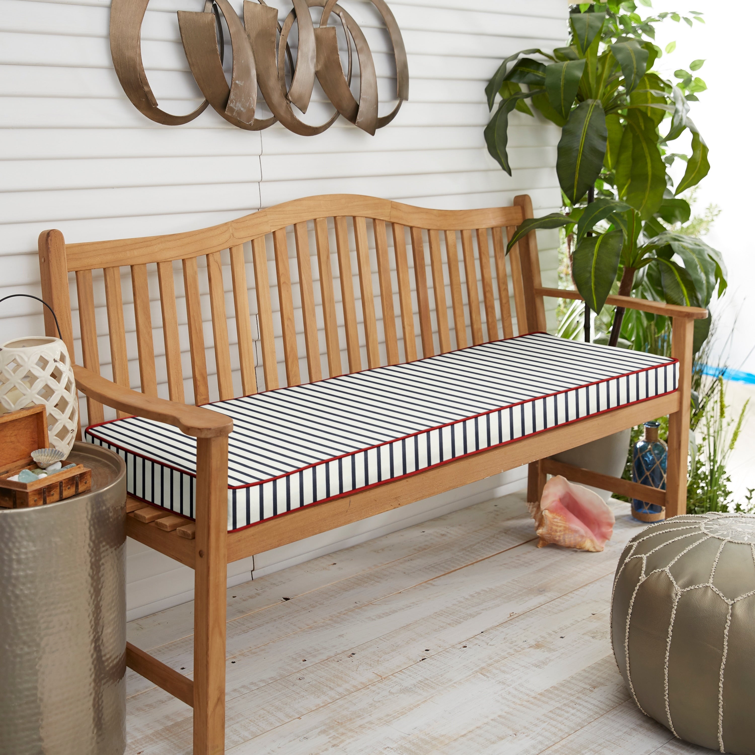 Sunbrella Lido Indigo Indoor Outdoor Corded Bench Cushion 40 In X 17 I