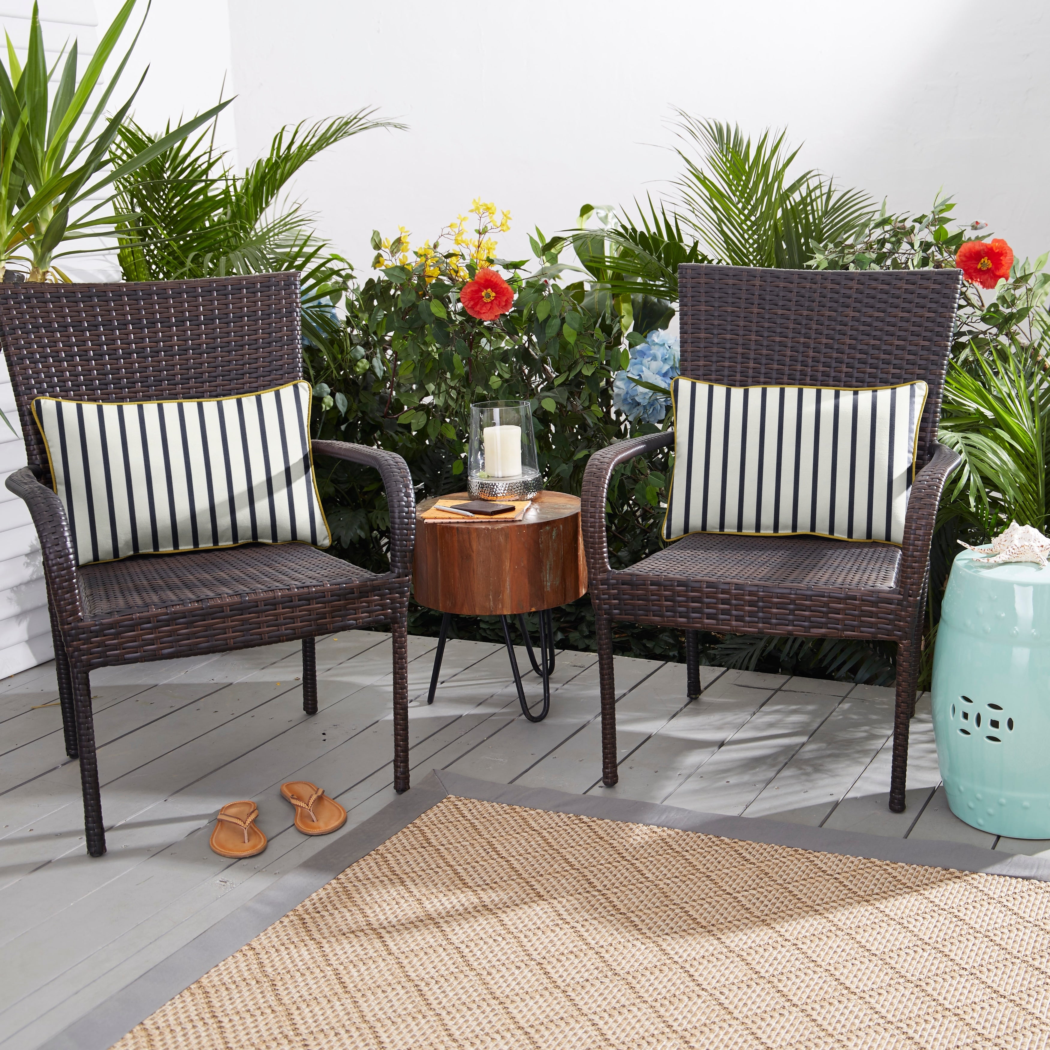 Sunbrella Lido Indigo Indoor Outdoor Pillow Set Of 2