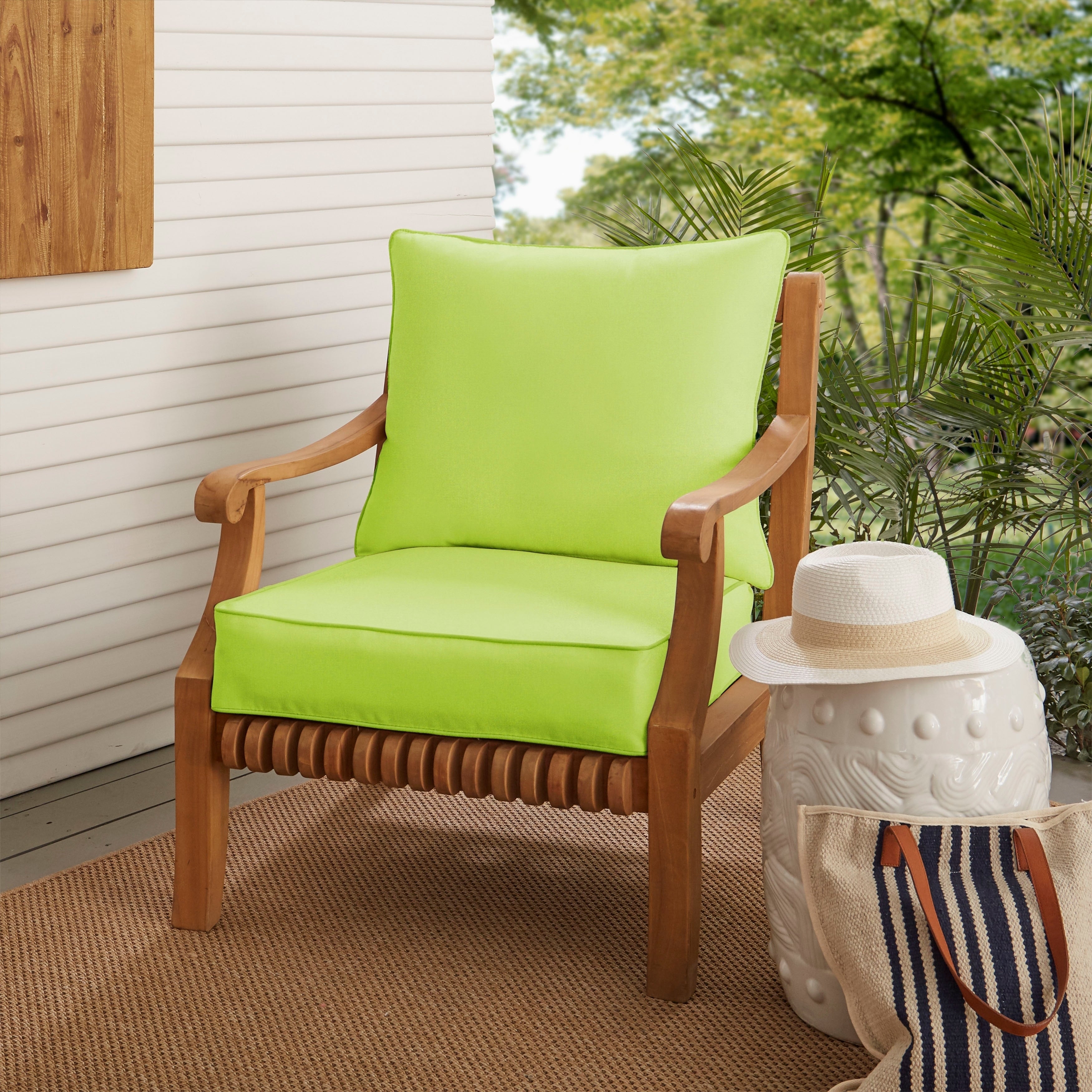 Sunbrella Macaw Green Indoor Outdoor Deep Seating Cushion Set 25 In W X 25 In D