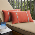 Sunbrella Melon Coral Orange With Cast Silver Indoor Outdoor Lumbar Pillows Set Of 2