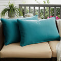 Sunbrella Peacock Blue Indoor Outdoor Lumbar Pillow Set Of 2