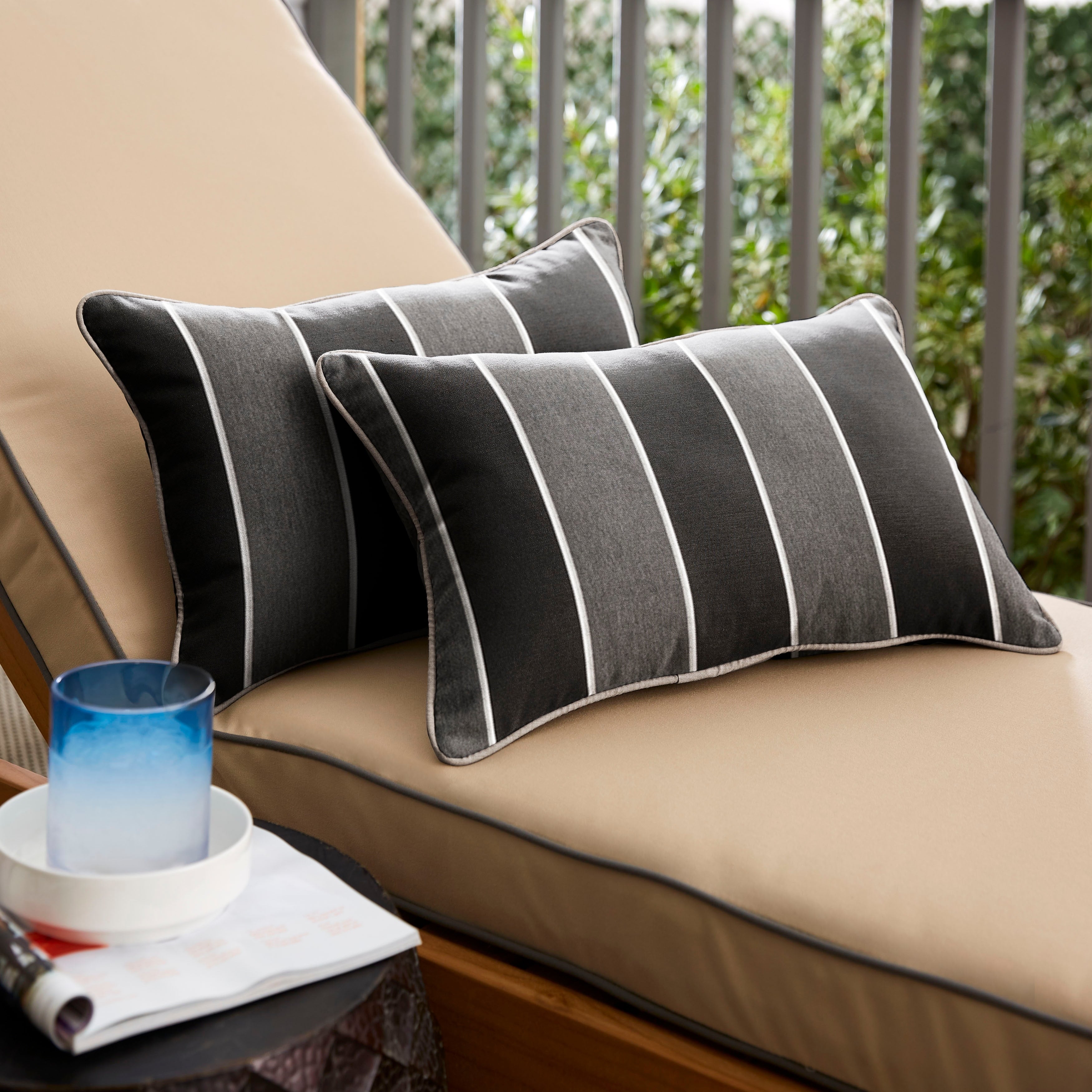 Humble Haute Sunbrella Peyton Granite And Cast Silver Indoor Outdoor Corded Pillow Set Of 2