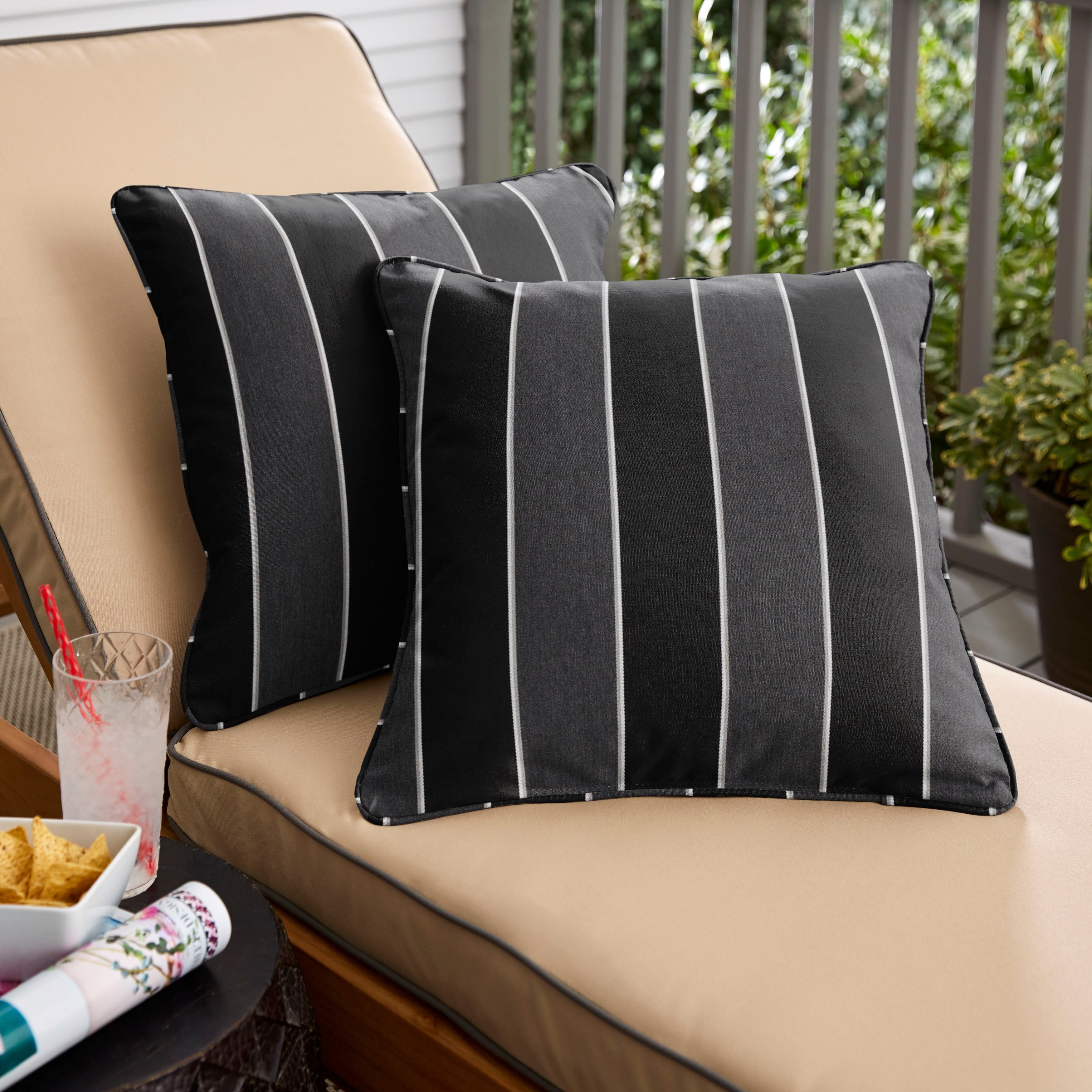 Chapman Sunbrella Peyton Granite Indoor Outdoor 18 Inch Corded Pillow Set