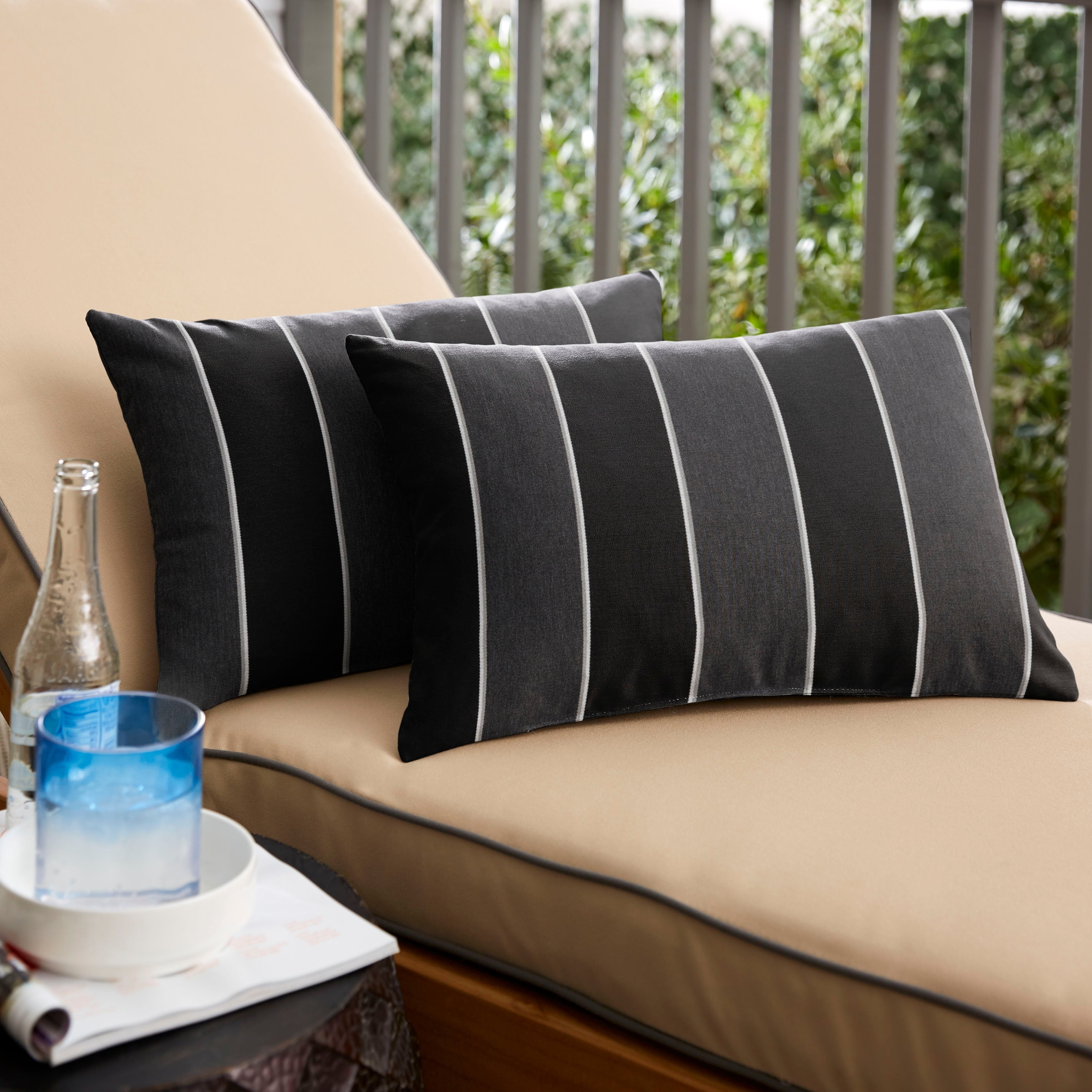 Chapman Sunbrella Peyton Granite Indoor Outdoor 13 X 20 Inch Knife Edge Pillow Set