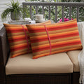 Sunbrella Red Stripe With Texured Red Indoor Outdoor Lumbar Pillows Set Of 2 16 In H X 26 In W