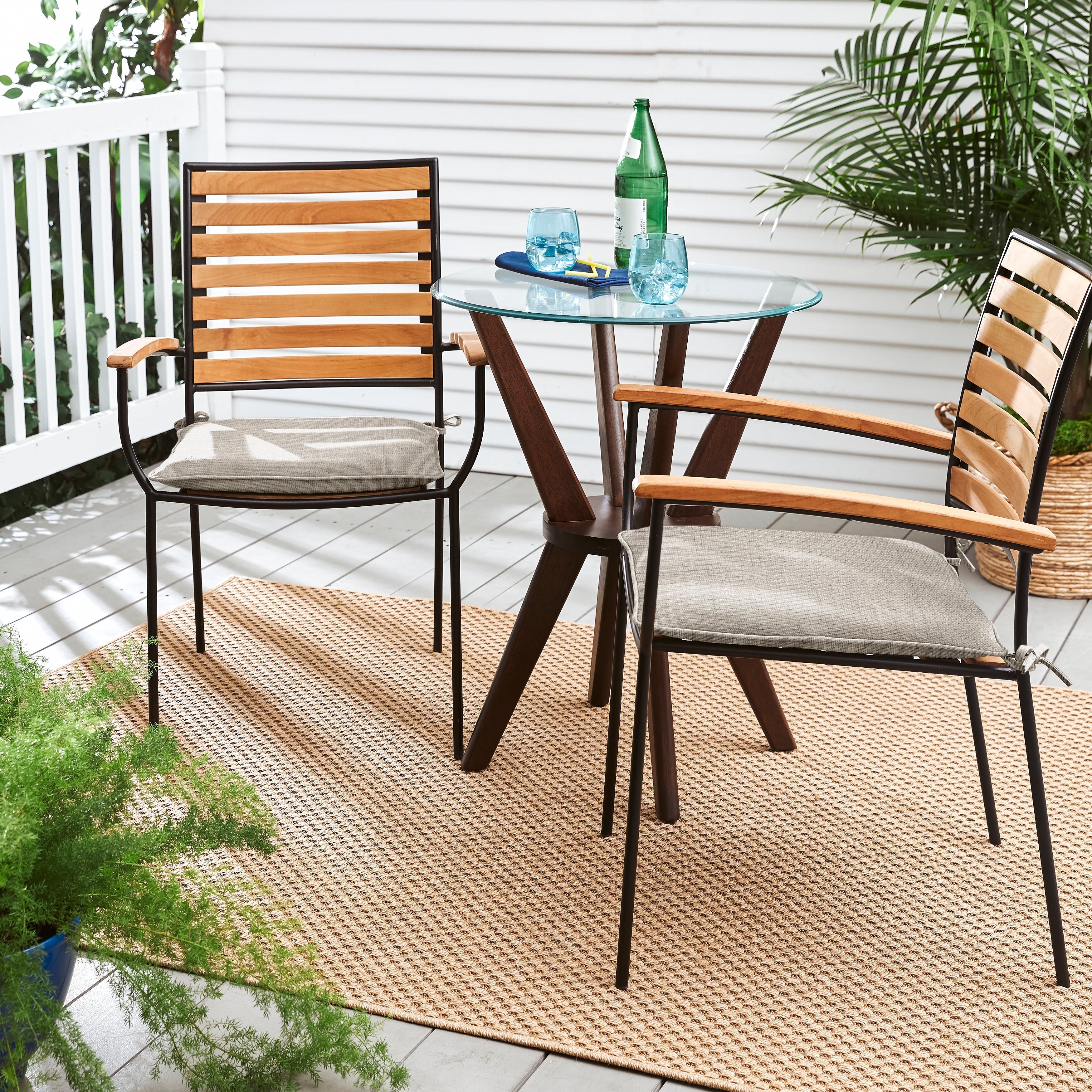 Sunbrella Silver Grey Indoor Outdoor Chair Pad Set Corded