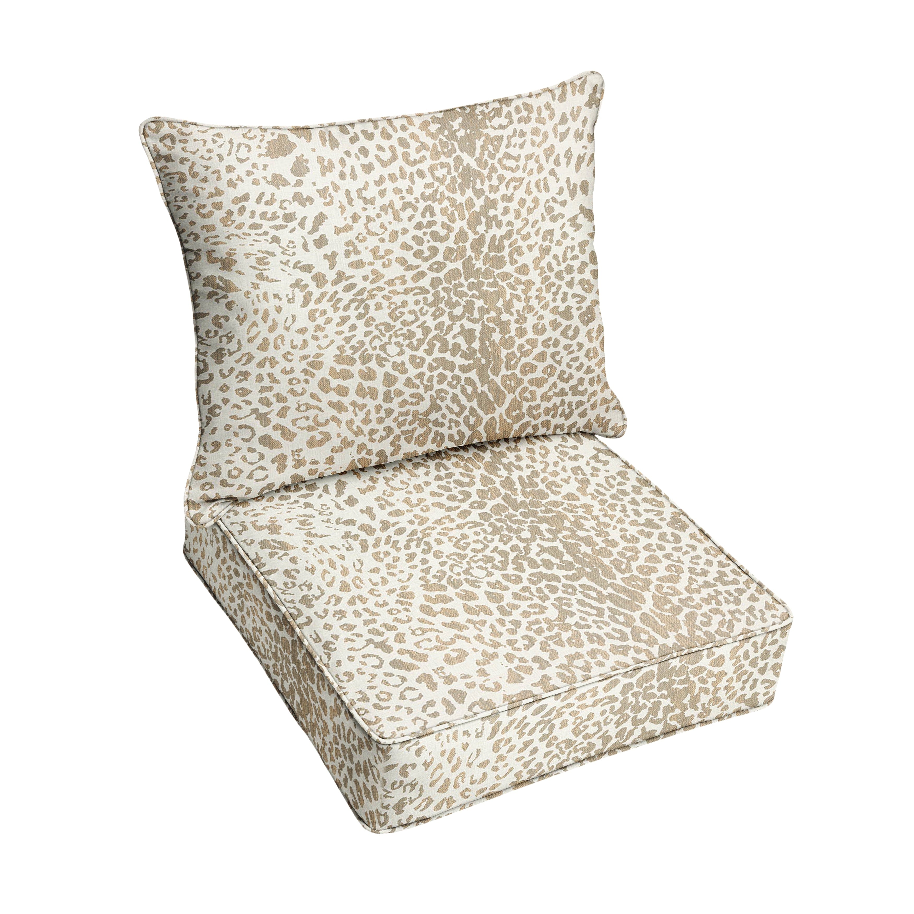 Sunbrella Tan Leopard Indoor Outdoor Pillow And Cushion Set Corded