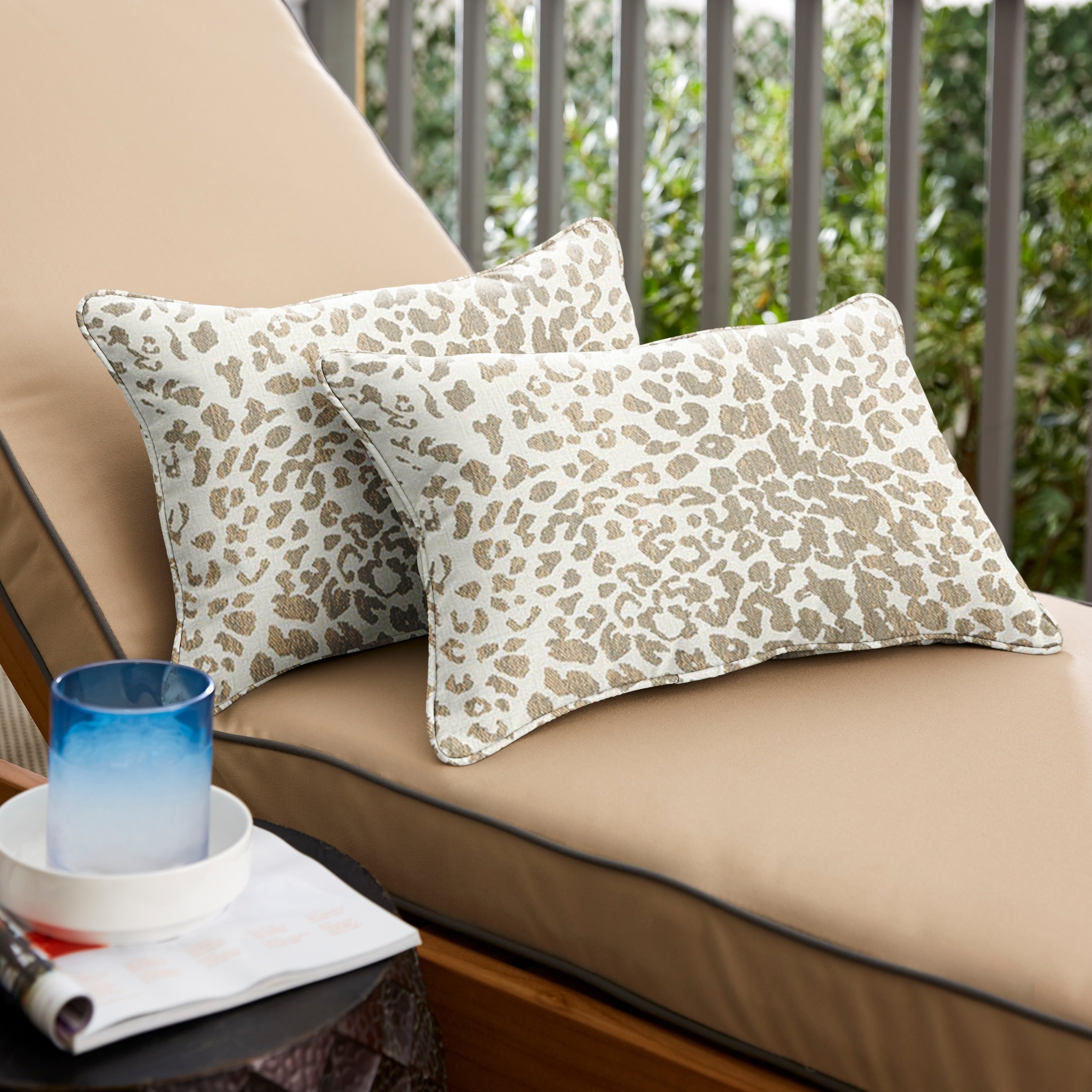 Sunbrella Tan Leopard Indoor Outdoor Pillows Set Of 2 Corded
