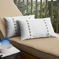 Sunbrella White With Blue Stripes Indoor Outdoor Lumbar Pillows Set Of 2