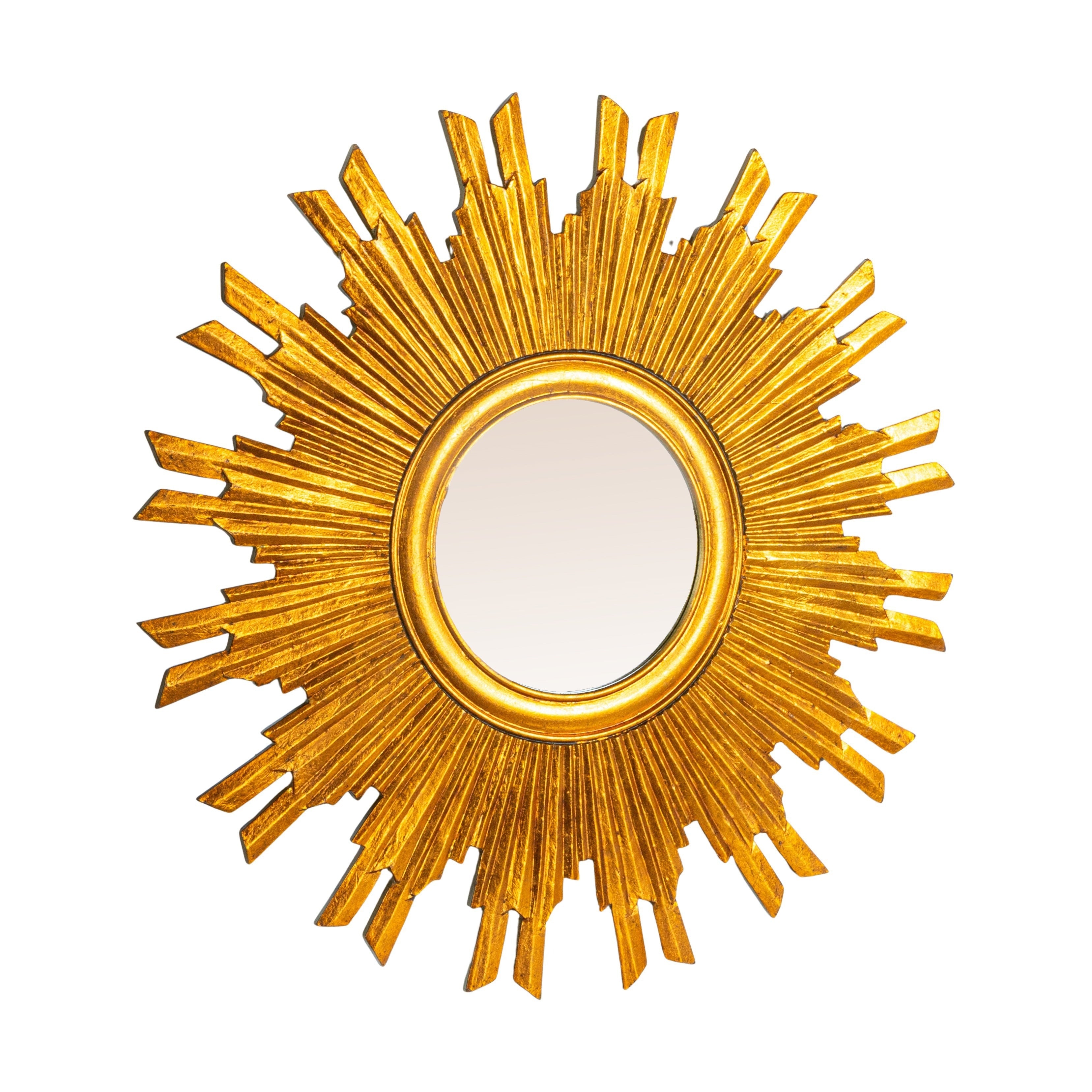 Gold Sunburst Mirror Distressed Gold